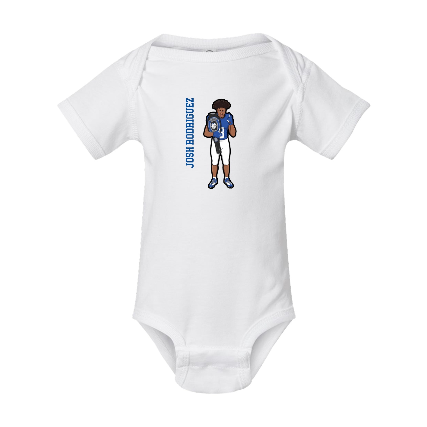 Baby Onesie — Name Vertical in White