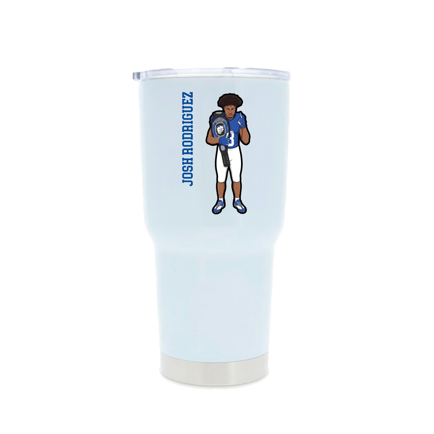 30oz Stainless Steel Tumbler — Name Vertical in White