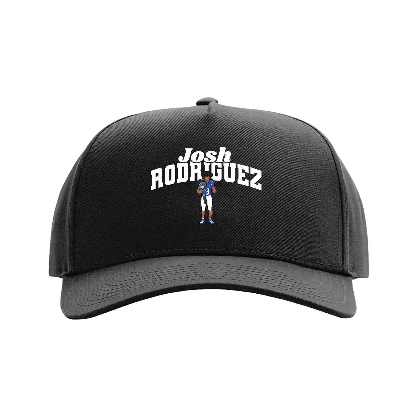 Full Fabric Five-Panel Champ Cap — Signature Arch in Black