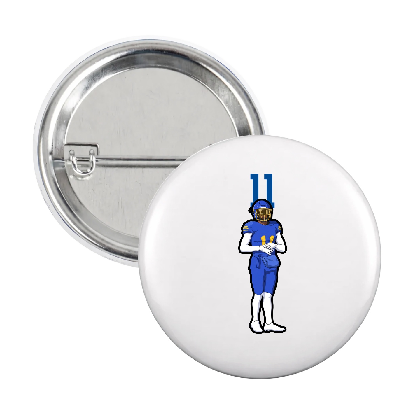Game Day Button — Number Top in White