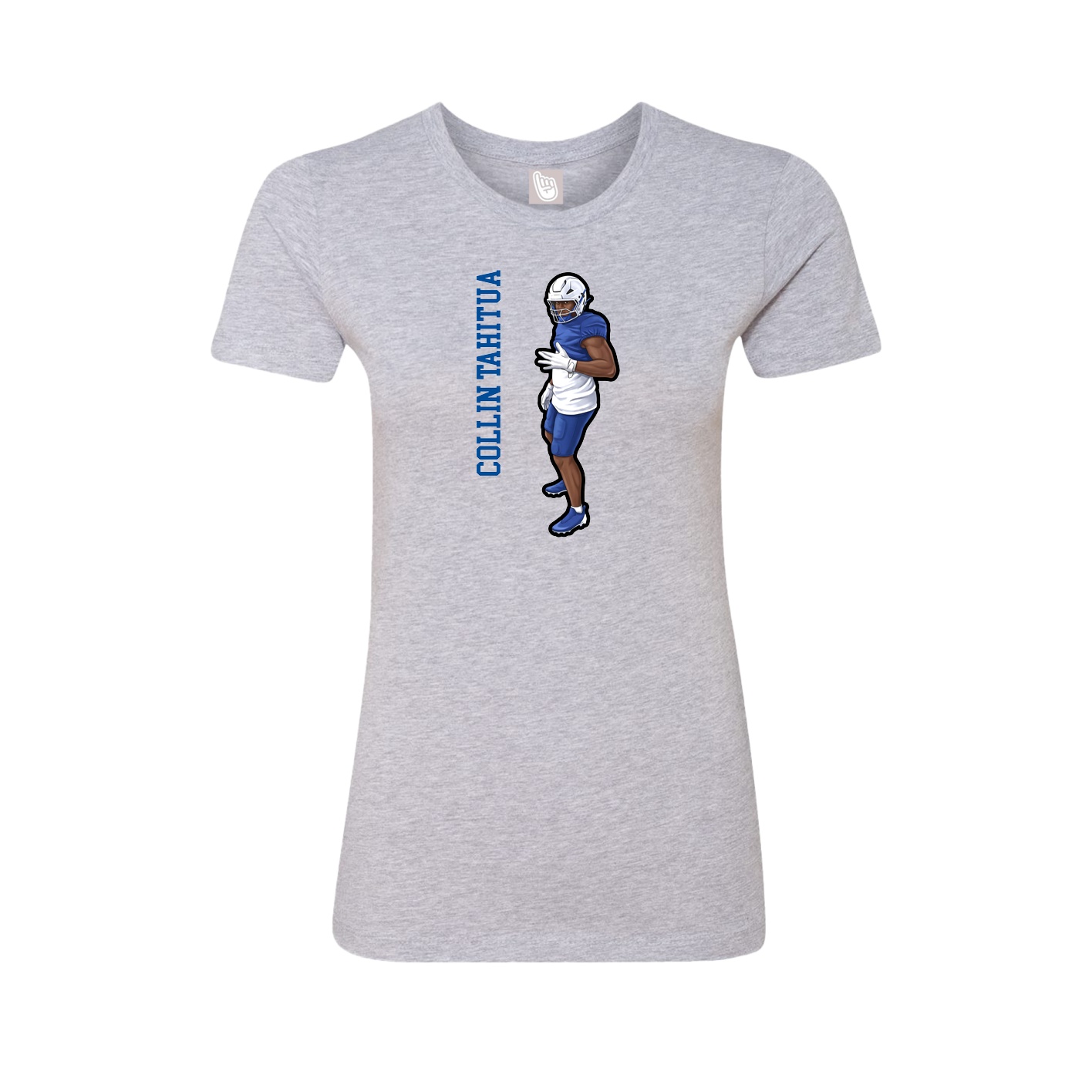 Fitted Women's Tee — Name Vertical in Grey