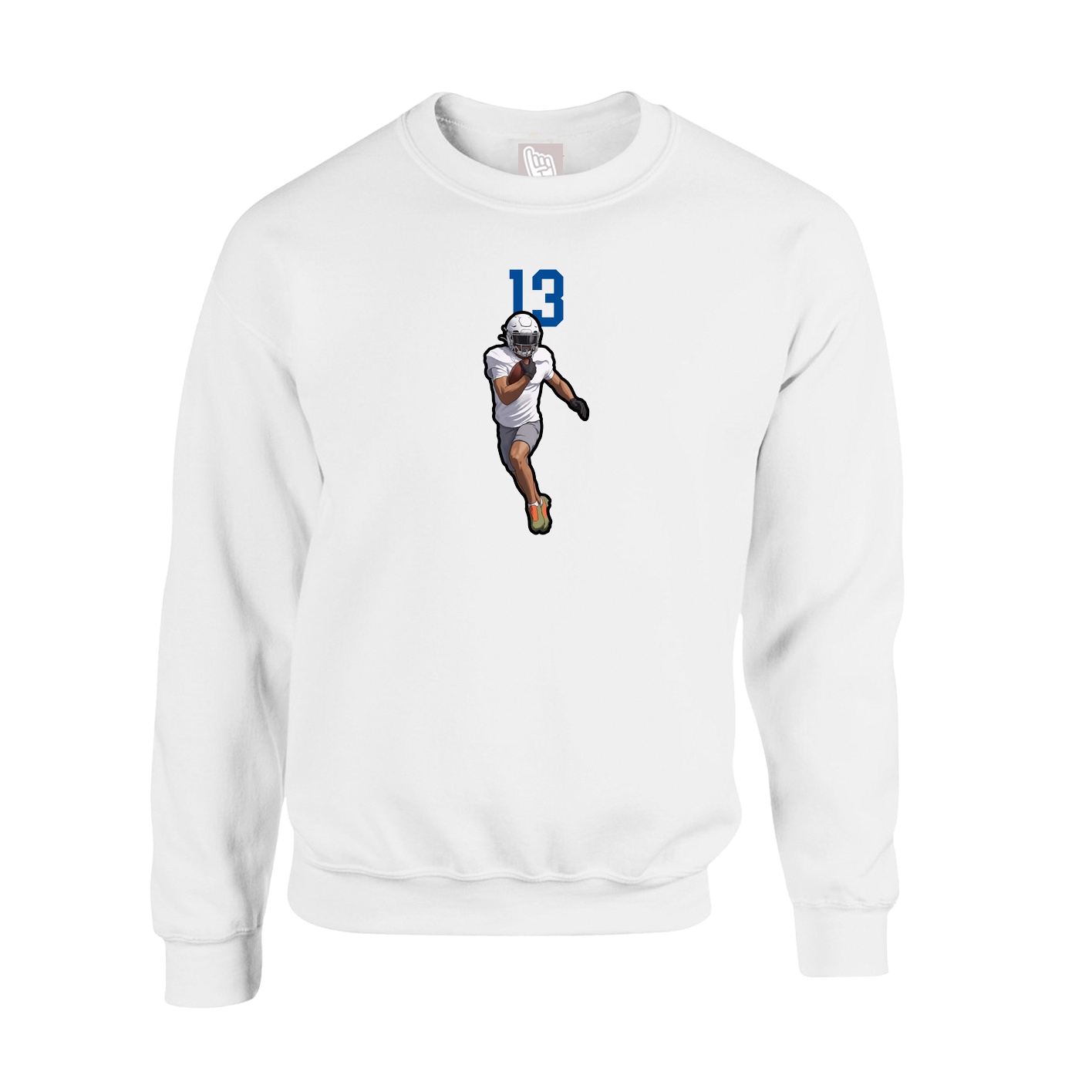 Fleece Crew — Number Top in White