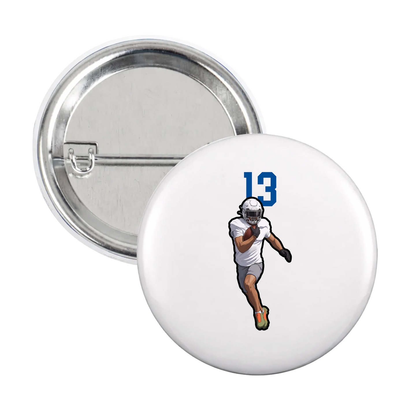 Game Day Button — Number Top in White