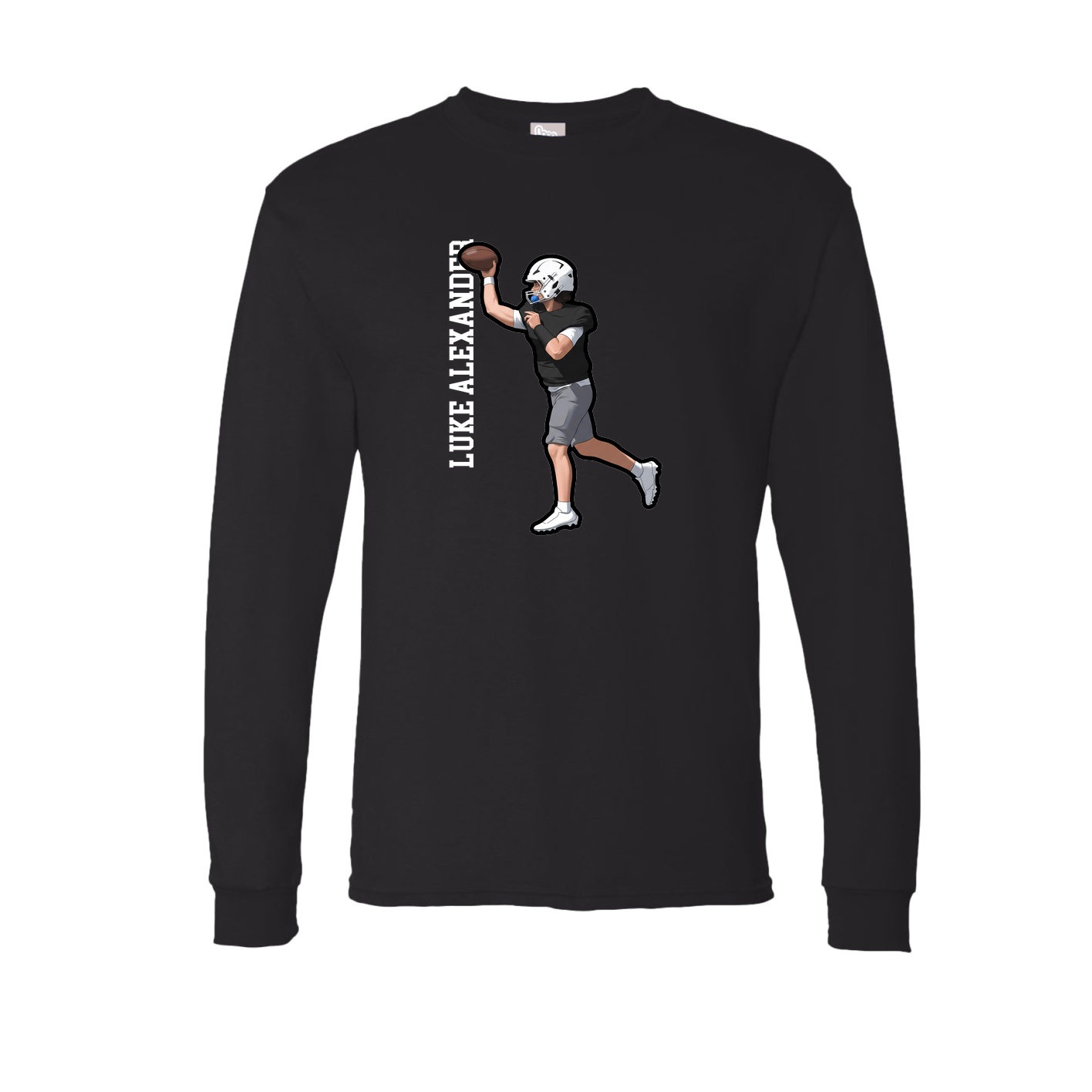 Long Sleeve Tee — Name Vertical in Black
