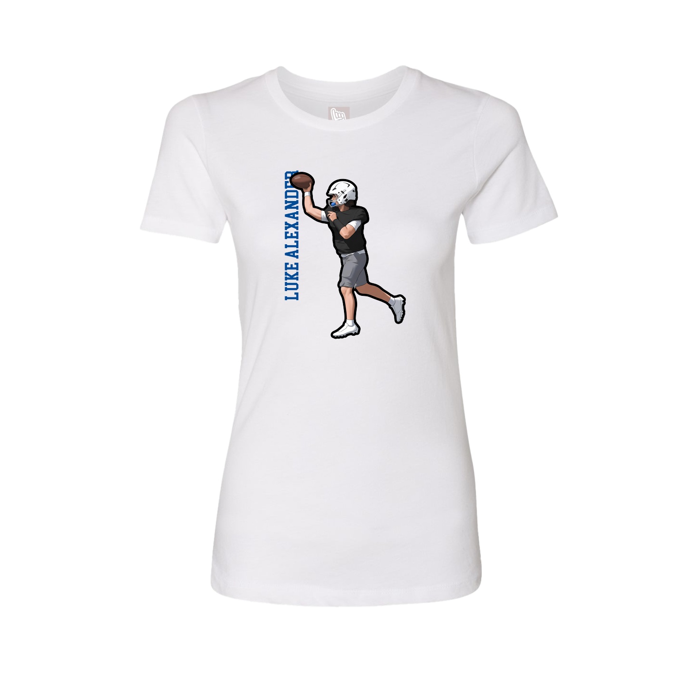 Fitted Women's Tee — Name Vertical in White