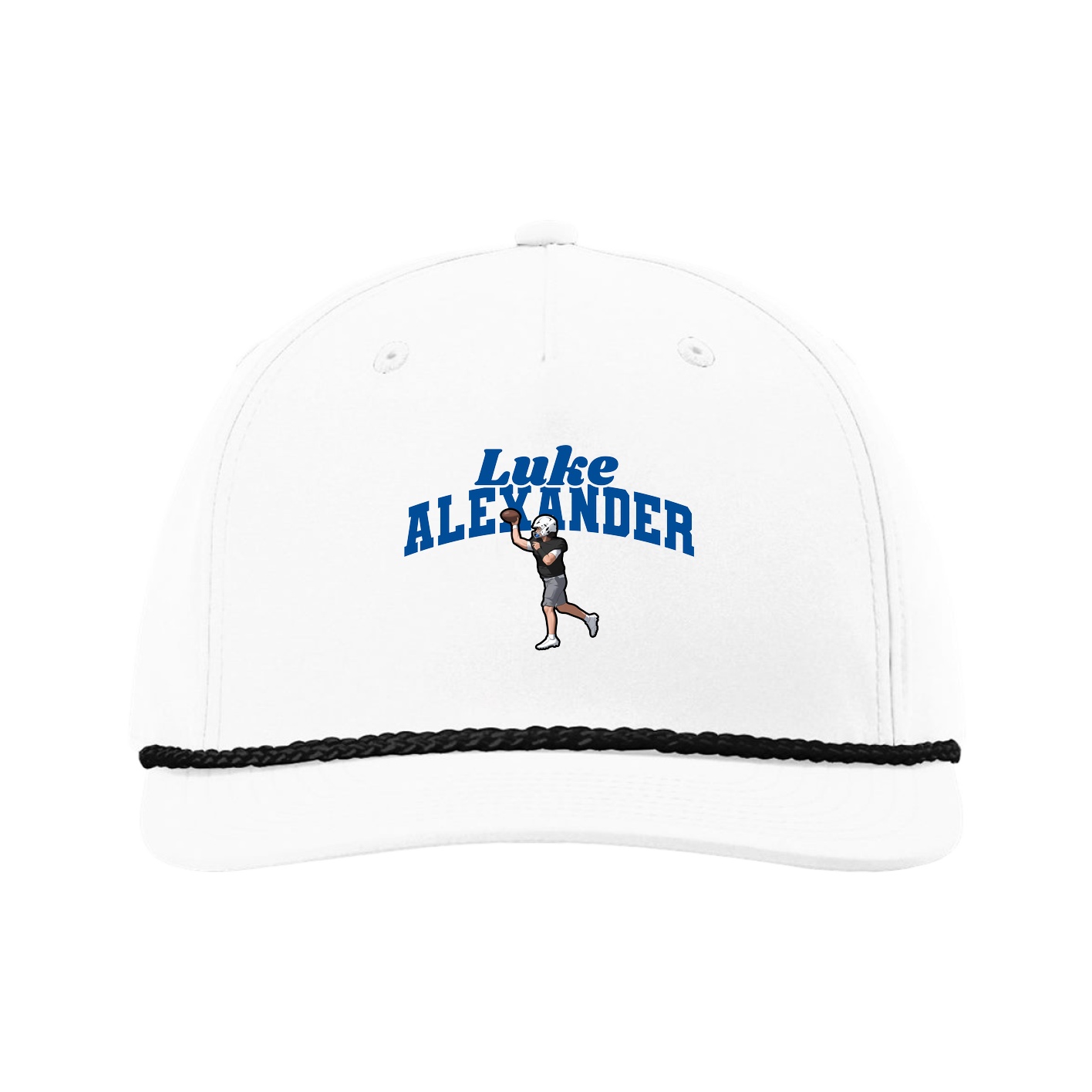 Five-Panel Classic Rope Cap — Signature Arch in White