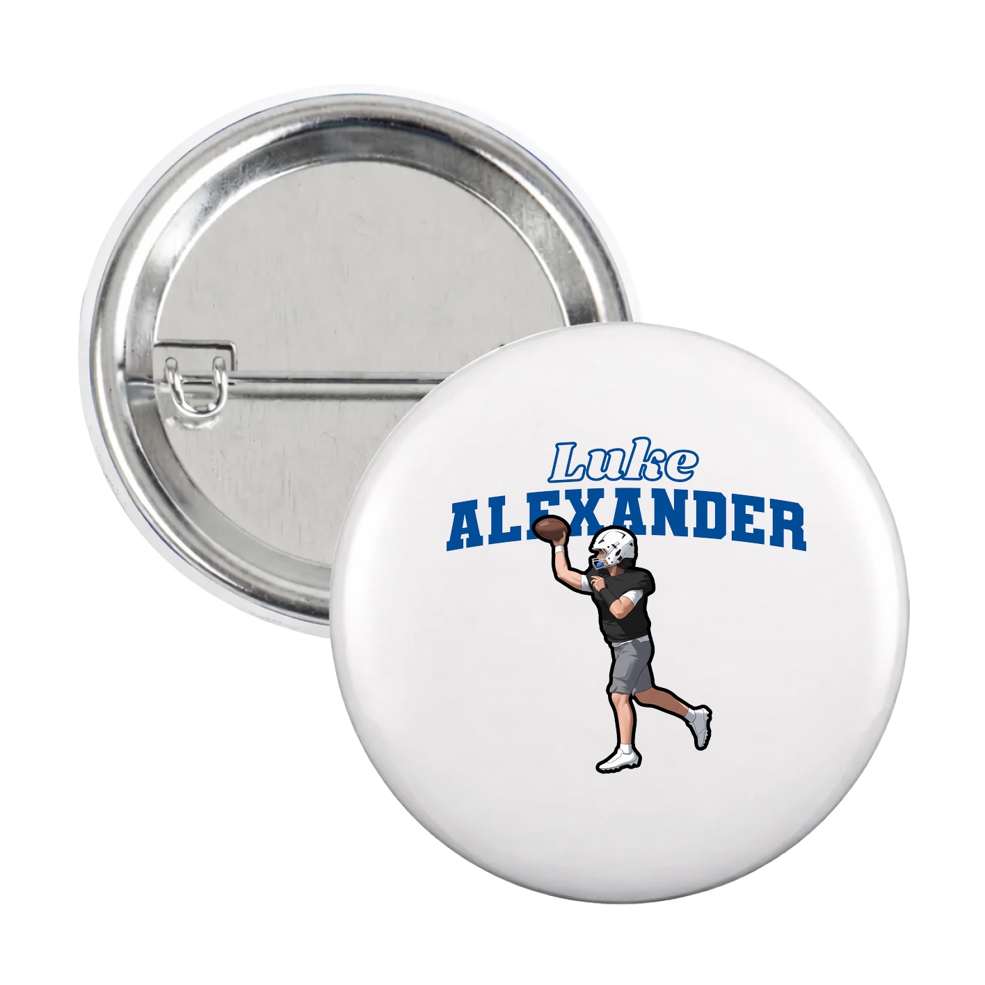 Game Day Button — Name Arch in White
