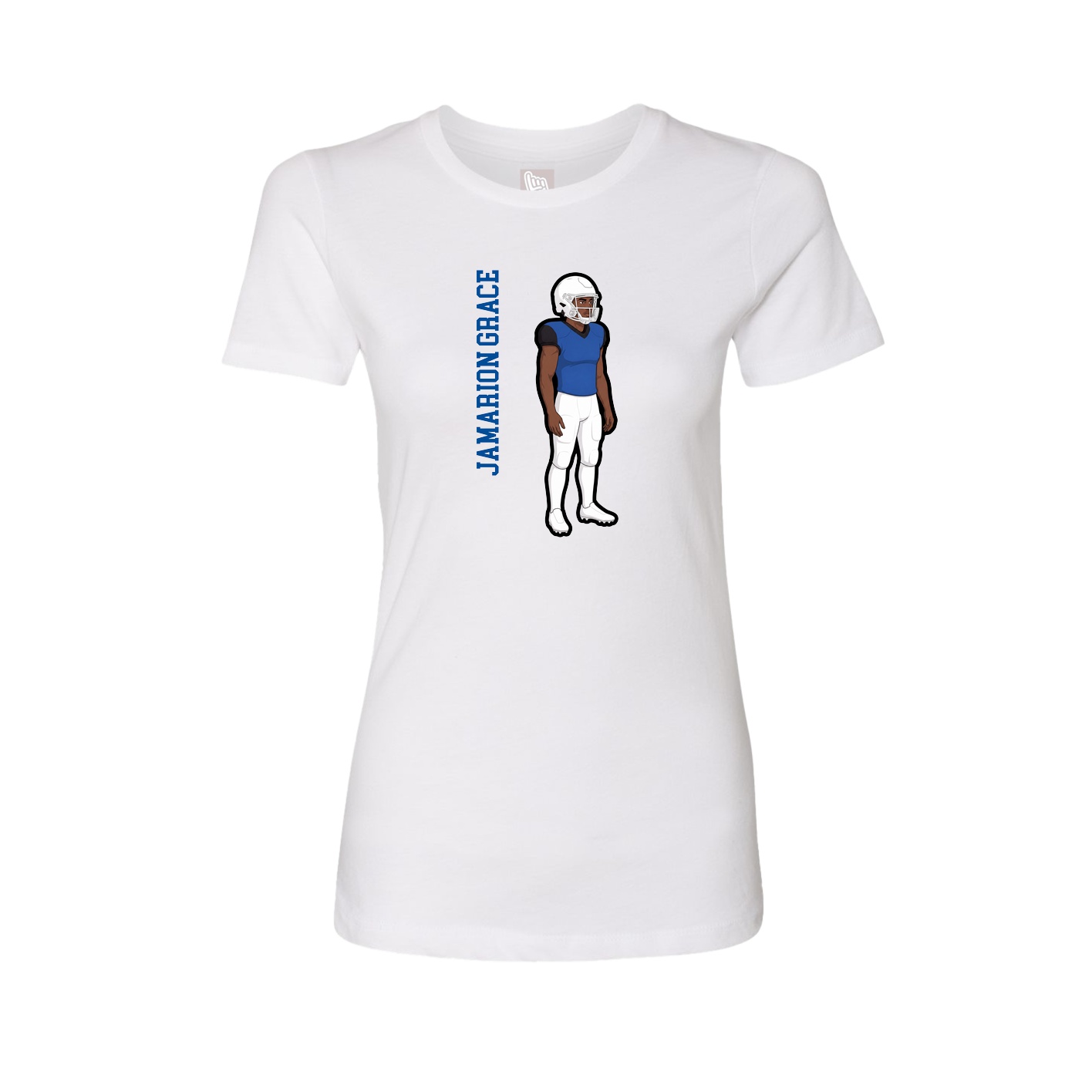 Fitted Women's Tee — Name Vertical in White