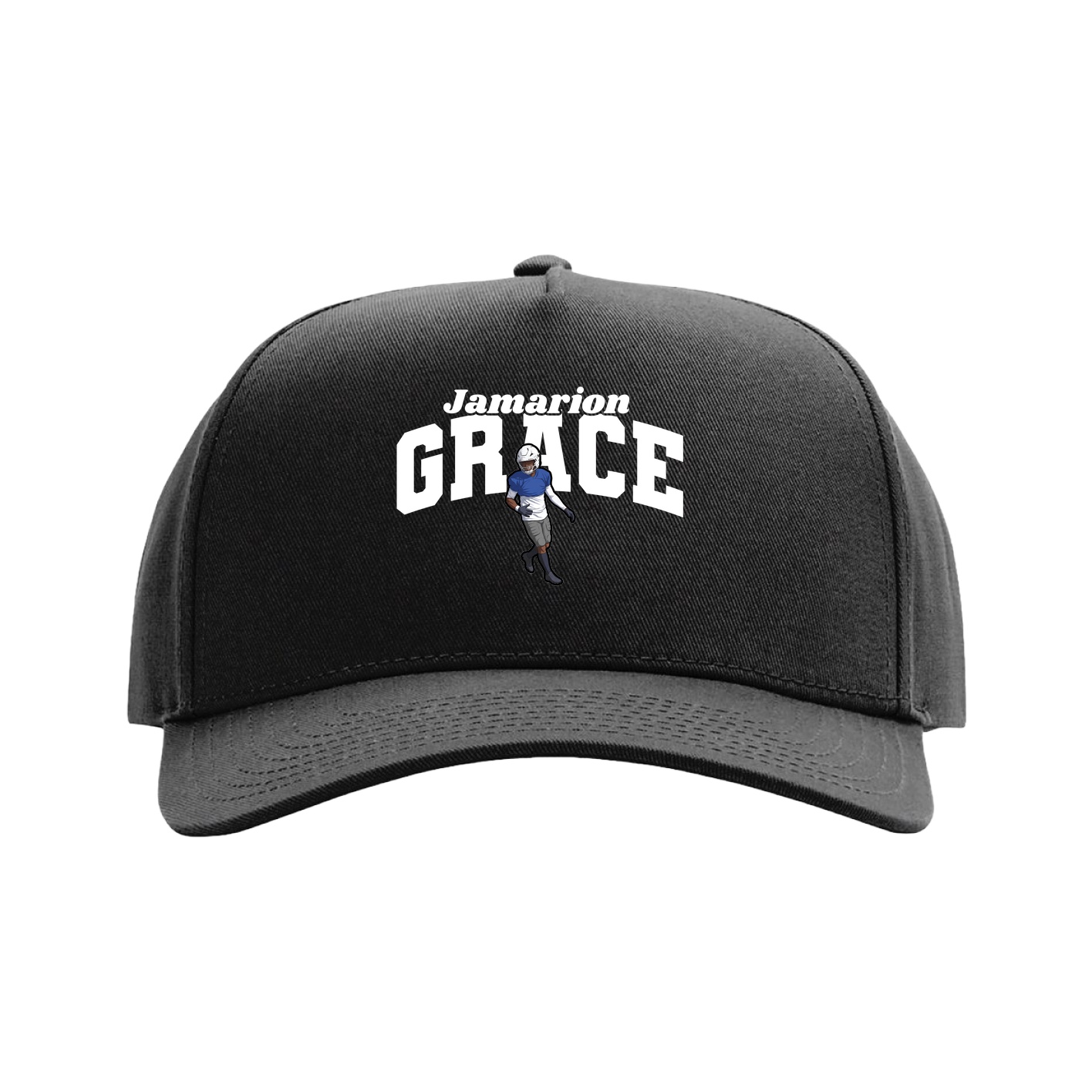 Full Fabric Five-Panel Champ Cap — Signature Arch in Black