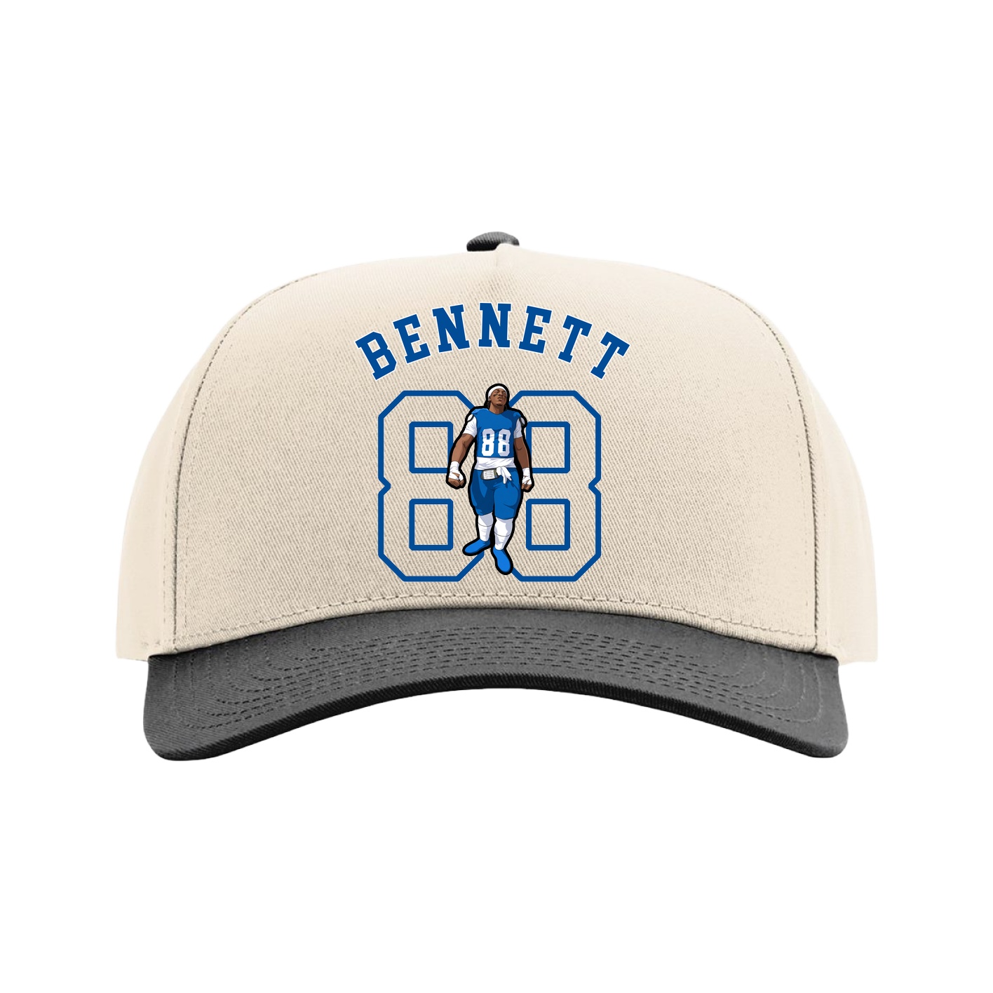 Full Fabric Five-Panel Champ Cap — Shirsey Arch in Cream/Black