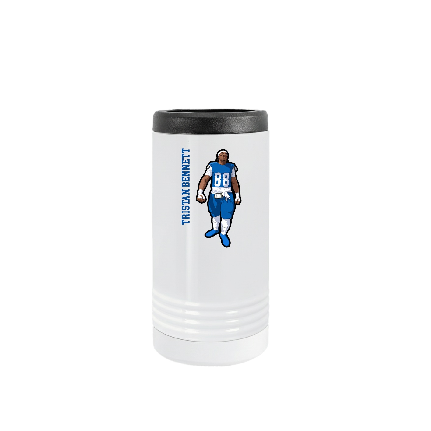 Slim Beverage Holder — Name Vertical in White
