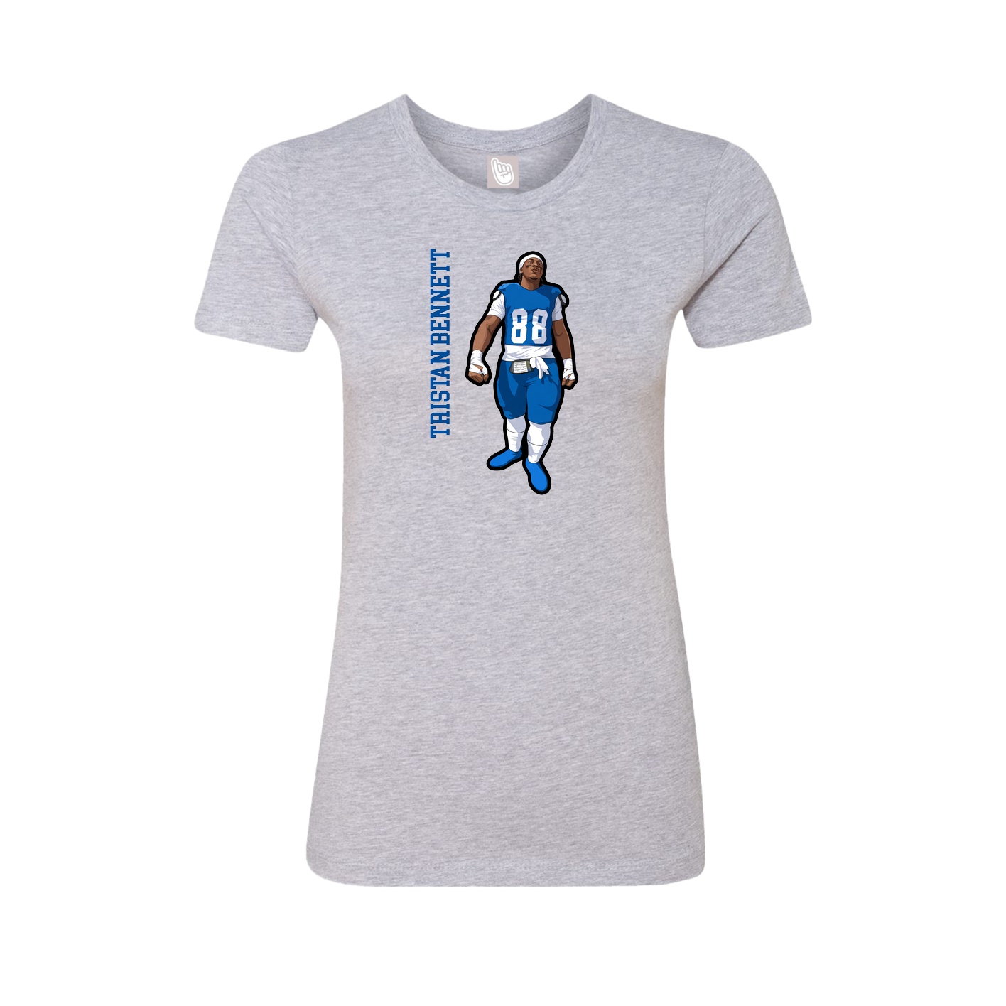 Womens Tee — Name Vertical in Grey