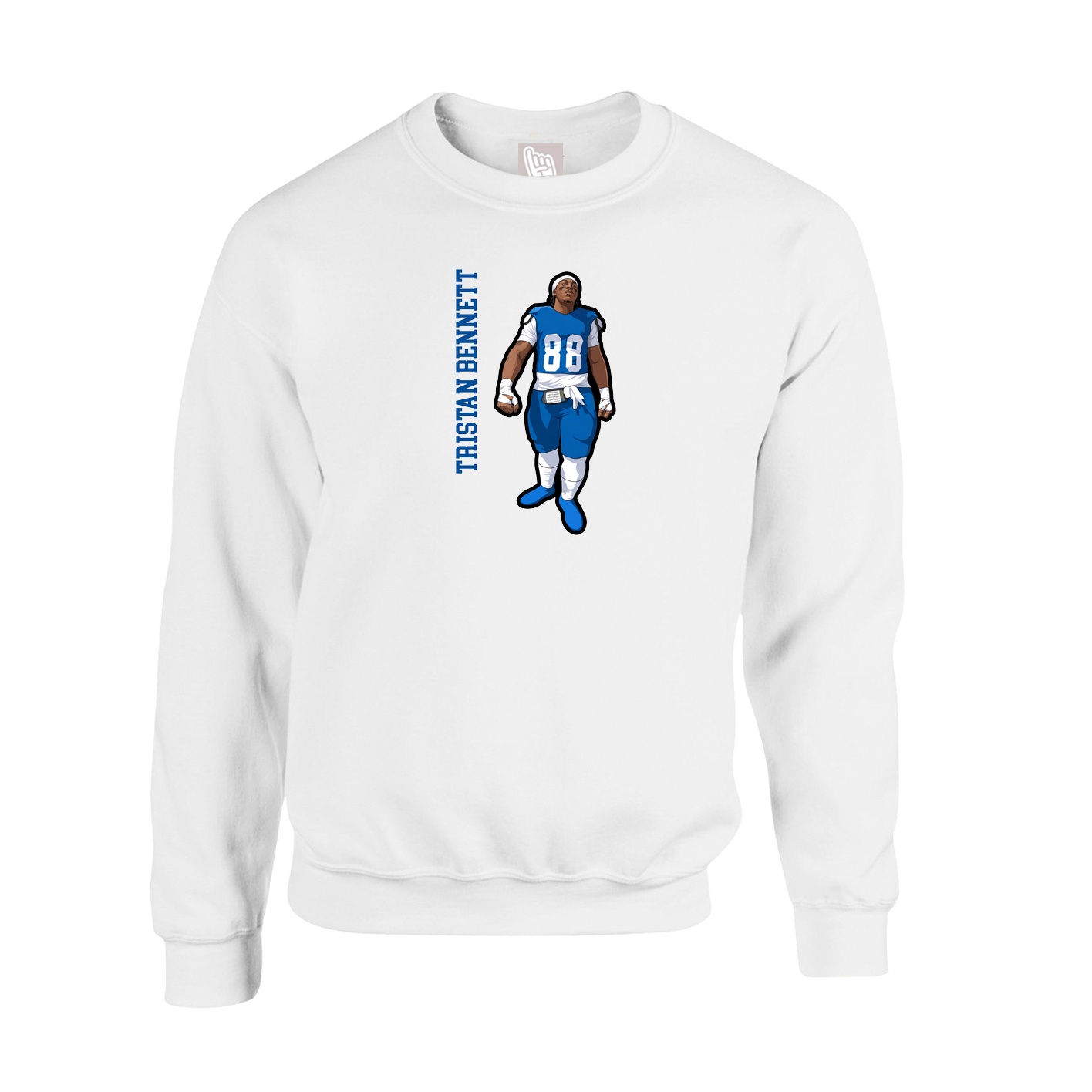 Fleece Crew — Name Vertical in White