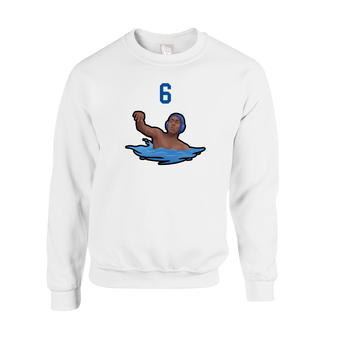 Fleece Crew — Number Top in White