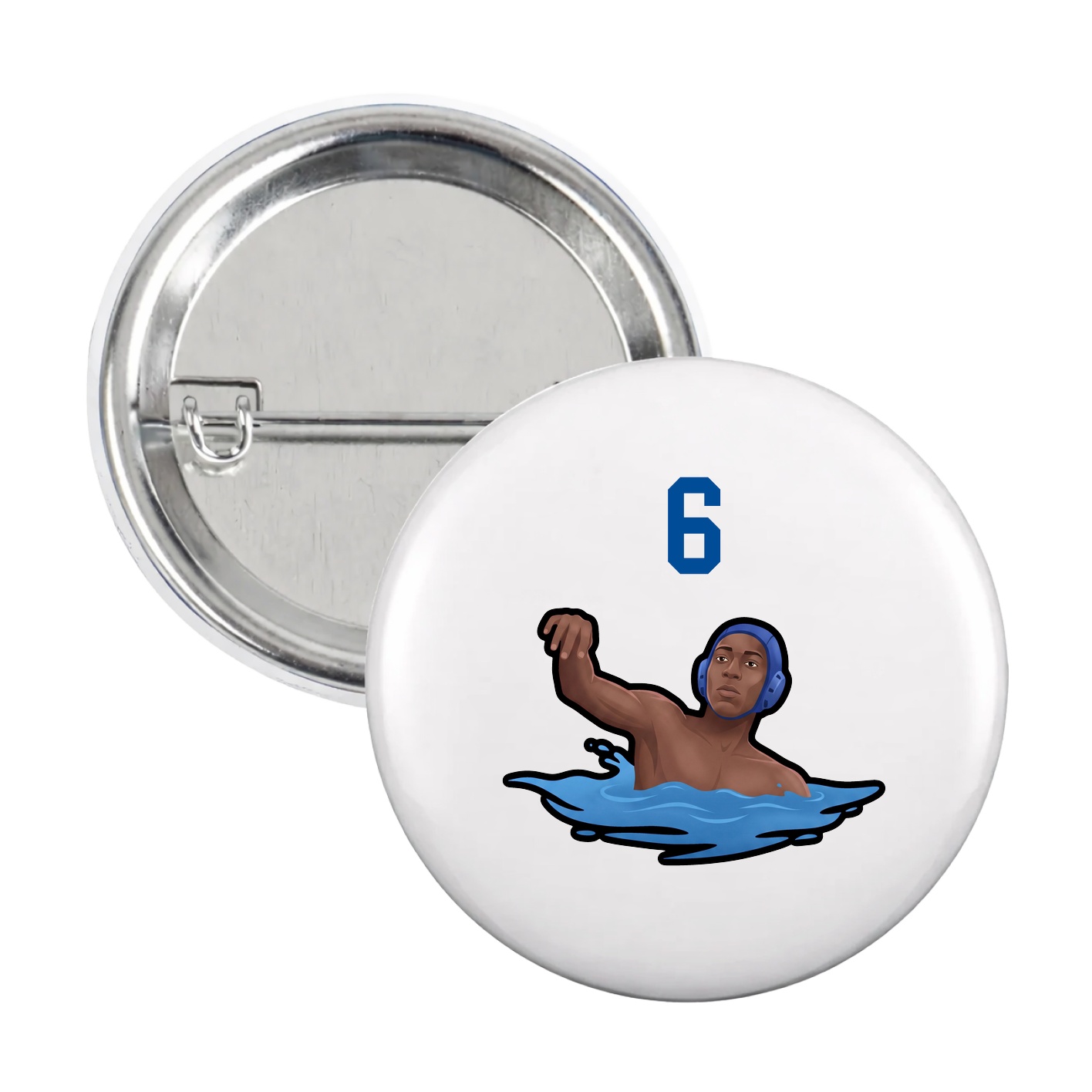 Game Day Button — Number Top in White