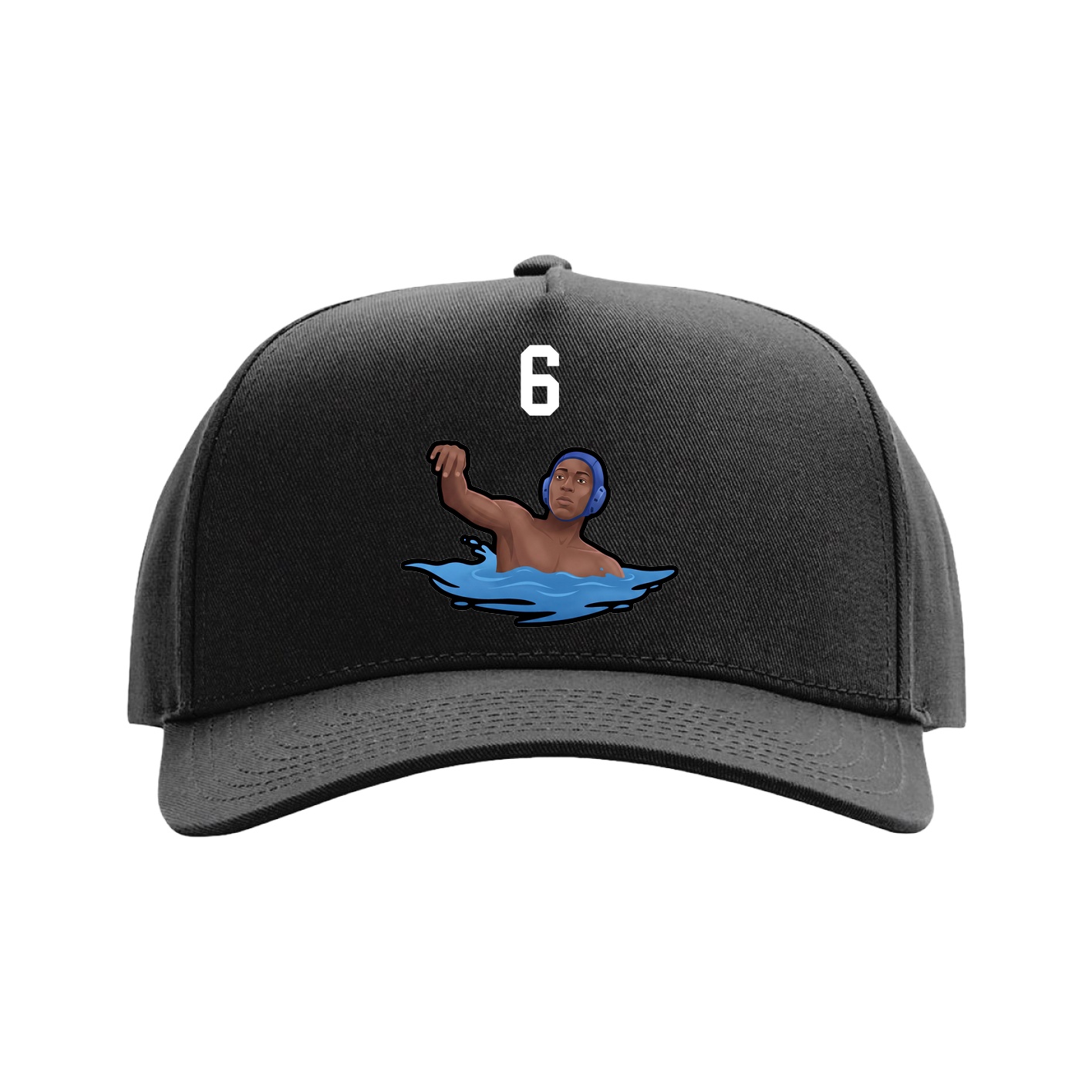Full Fabric Five-Panel Champ Cap — Number Top in Black