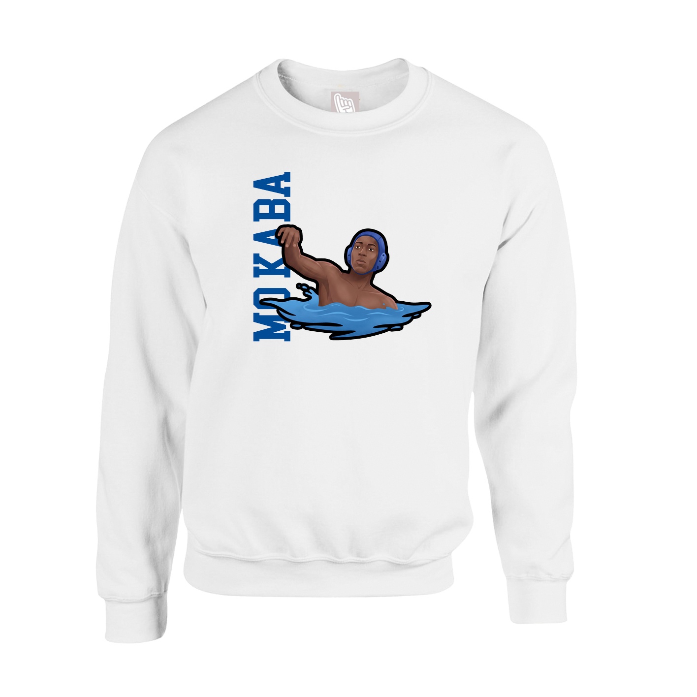 Fleece Crew — Name Vertical in White