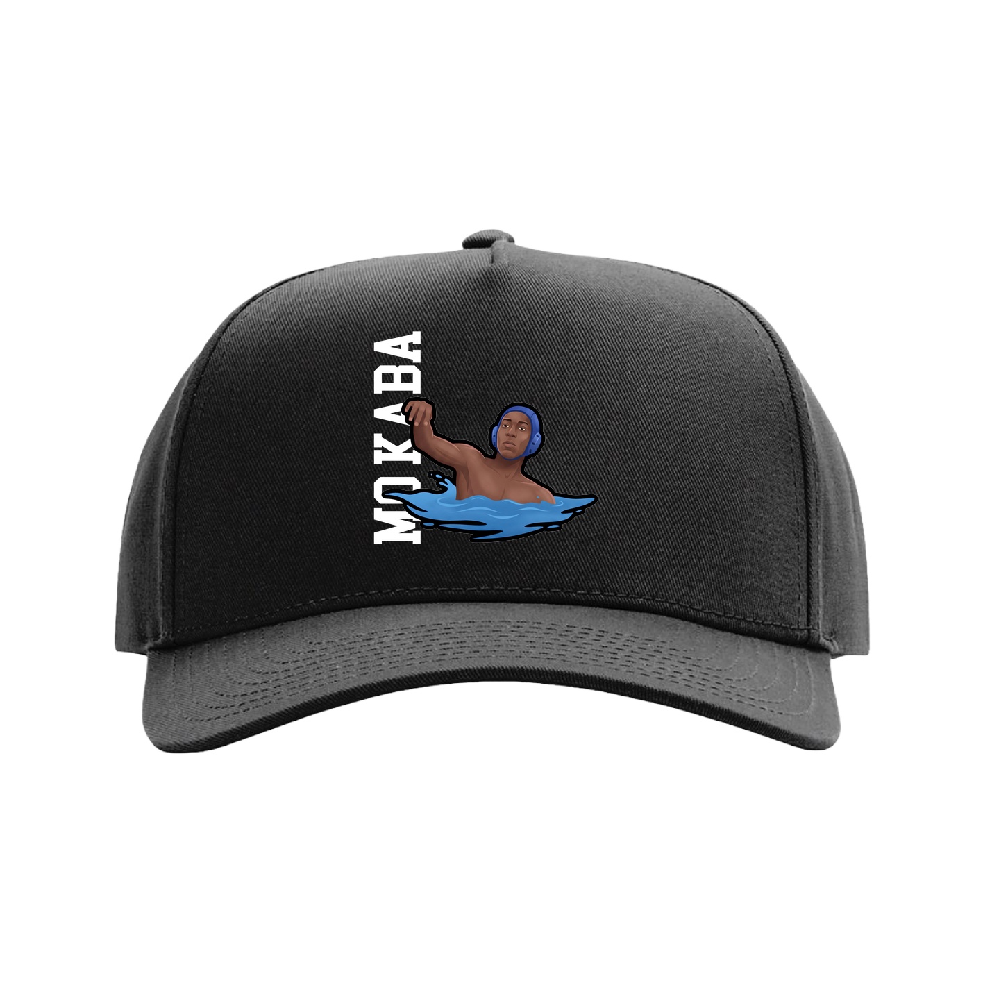 Full Fabric Five-Panel Champ Cap — Name Vertical in Black