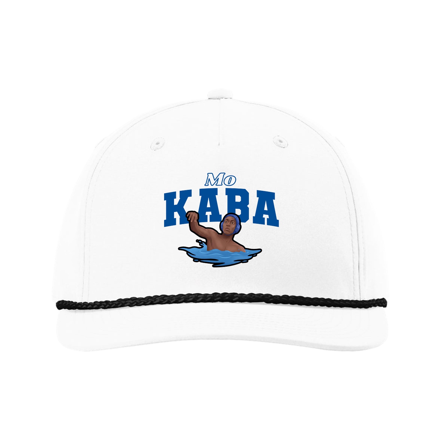 Five-Panel Classic Rope Cap — Name Arch in White