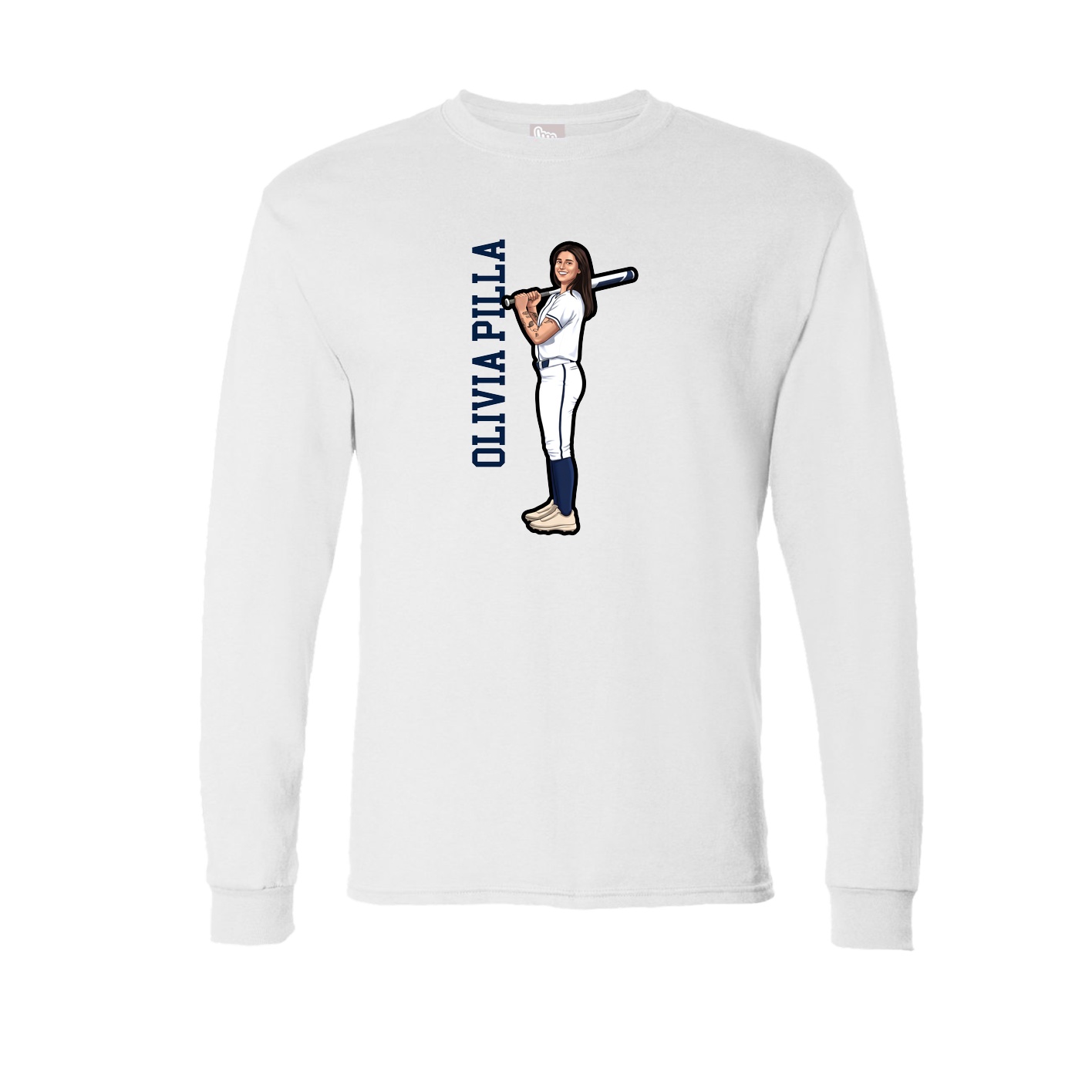 Long Sleeve Tee — Name Vertical in White
