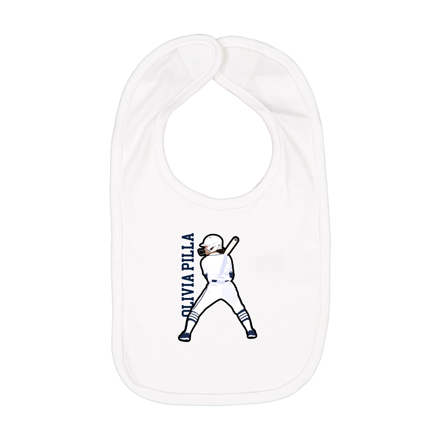 Infant Bib — Name Vertical in White