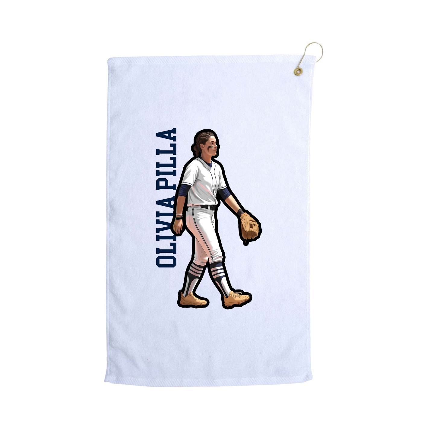 Golf Towel — Name Vertical in White