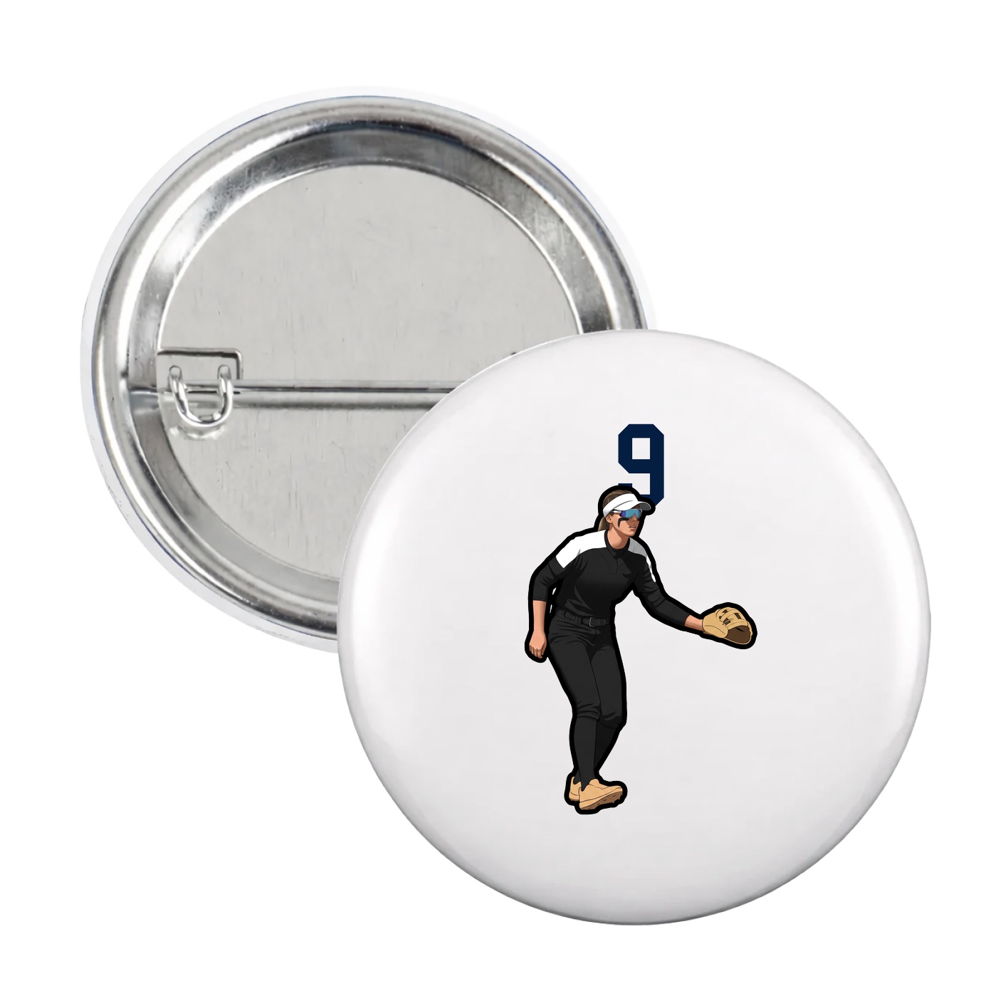 Game Day Button — Number Top in White