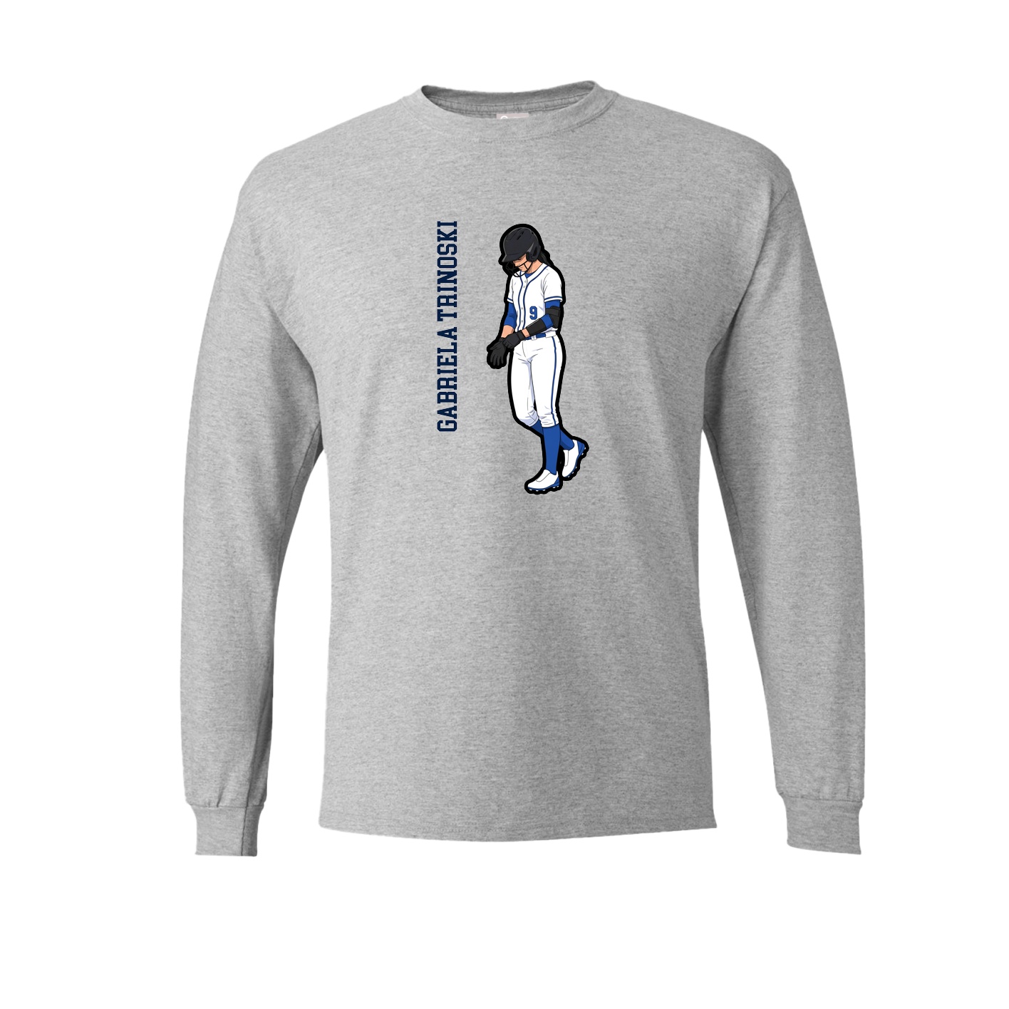 Long Sleeve Tee — Name Vertical in Grey