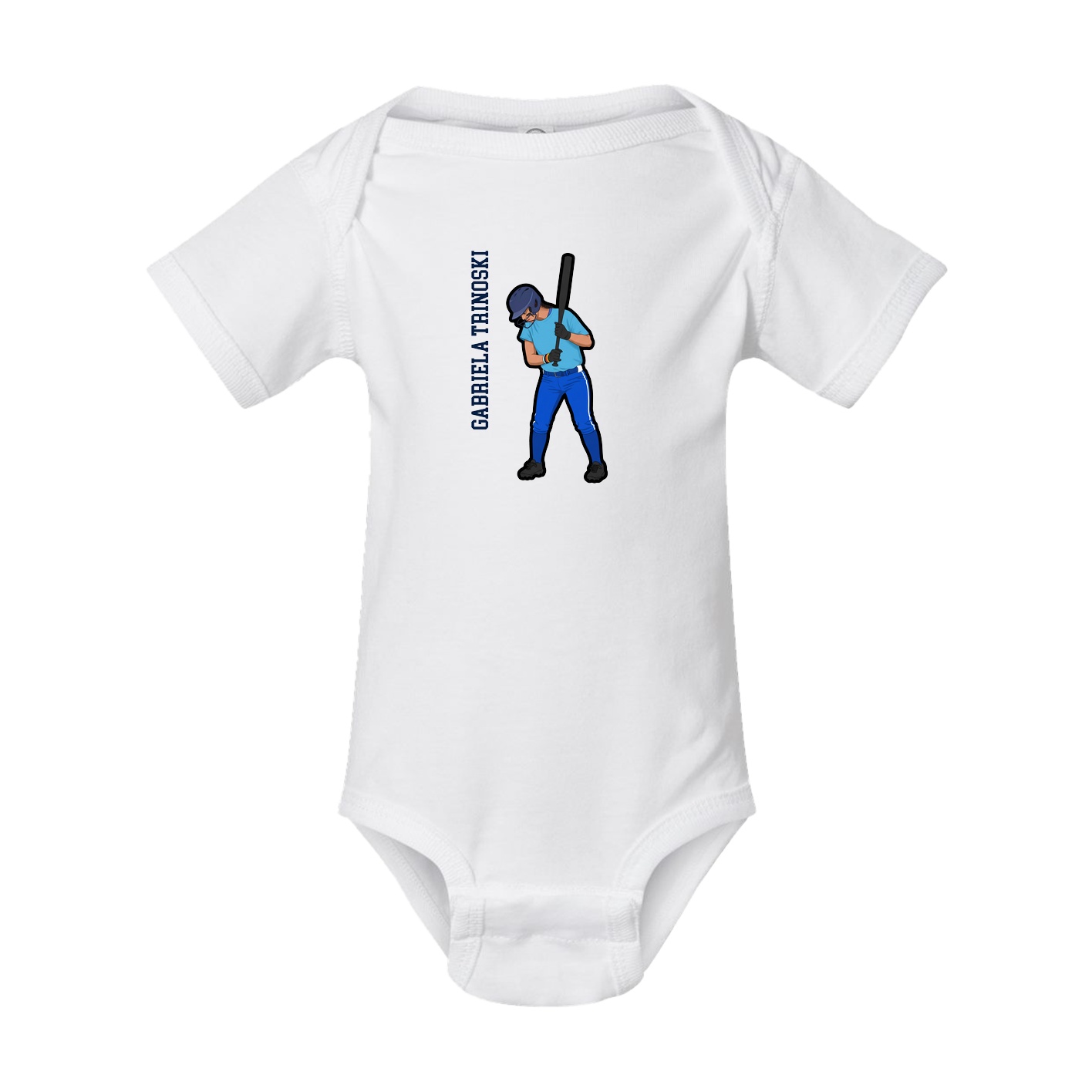 Baby Onesie — Name Vertical in White