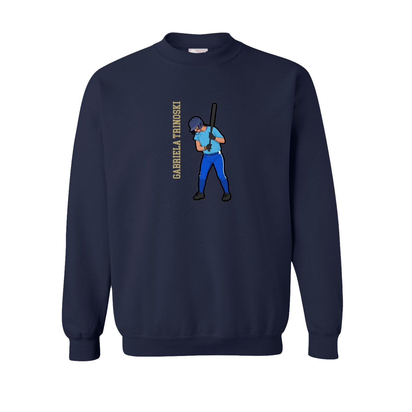 Fleece Crew — Name Vertical in Navy