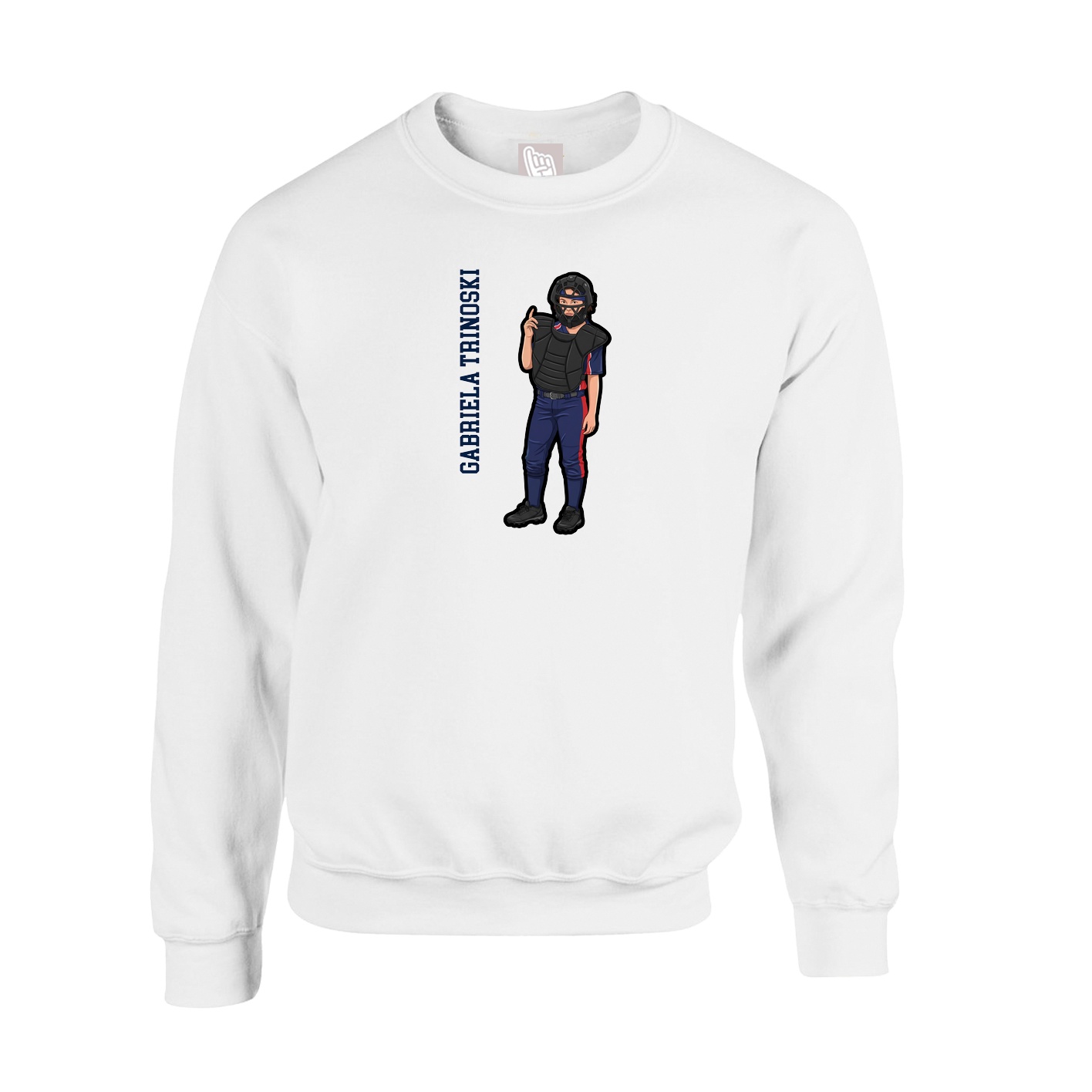 Fleece Crew — Name Vertical in White
