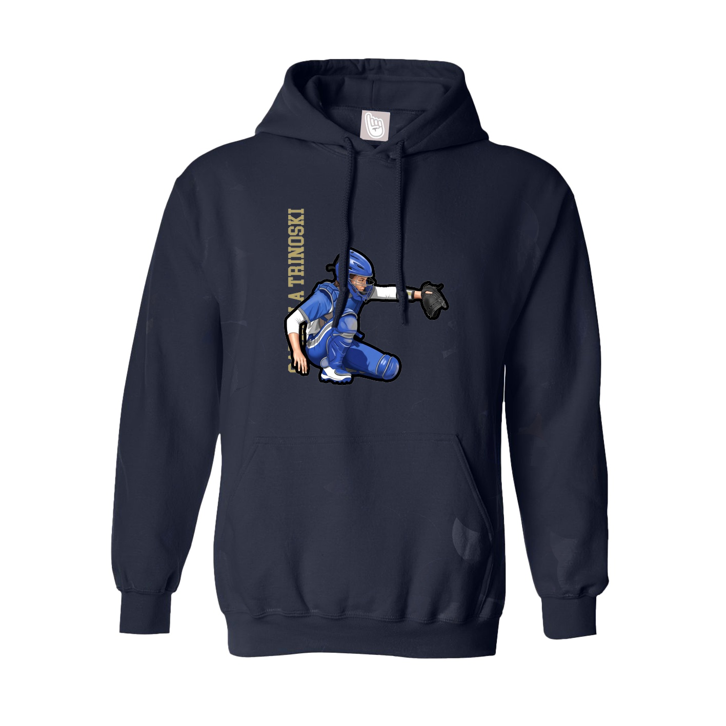 Hoodie — Name Vertical in Navy
