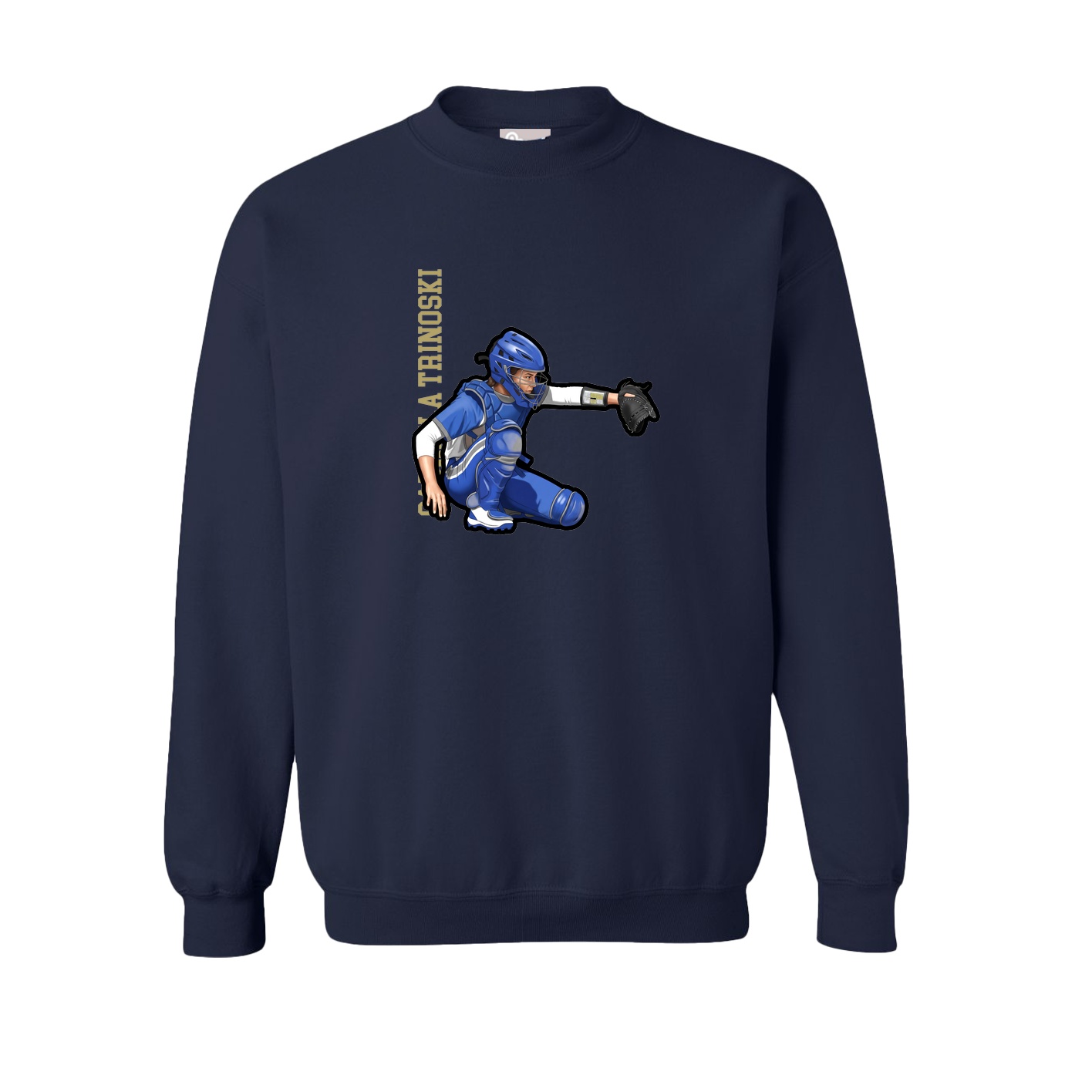 Fleece Crew — Name Vertical in Navy