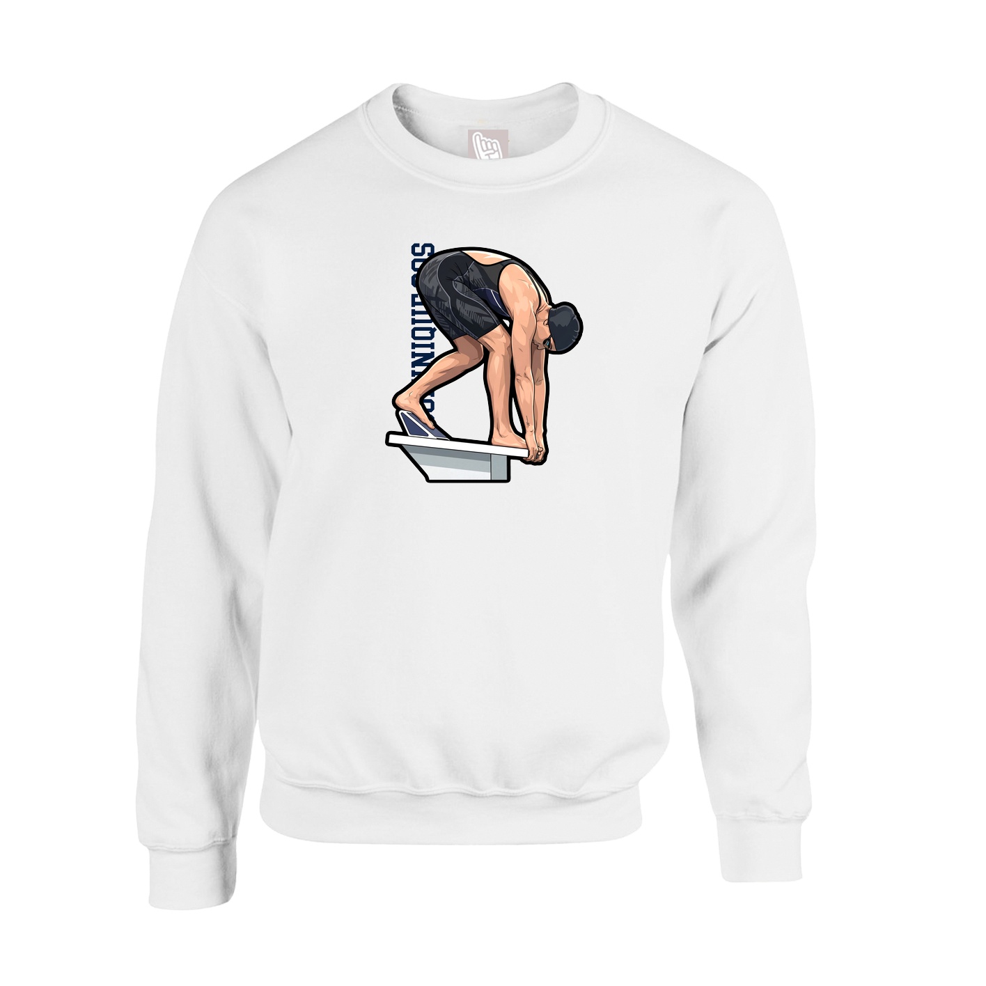 Fleece Crew — Name Vertical in White