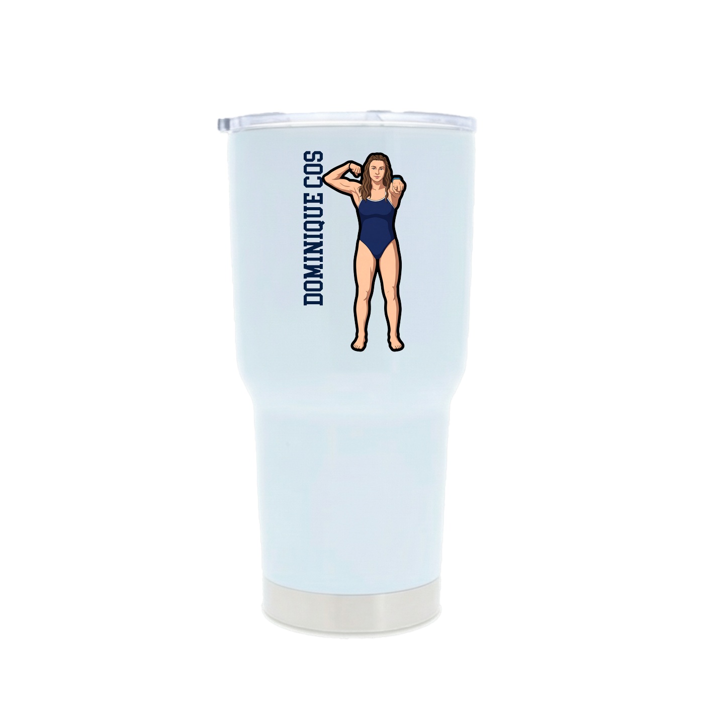 30oz Stainless Steel Tumbler — Name Vertical in White