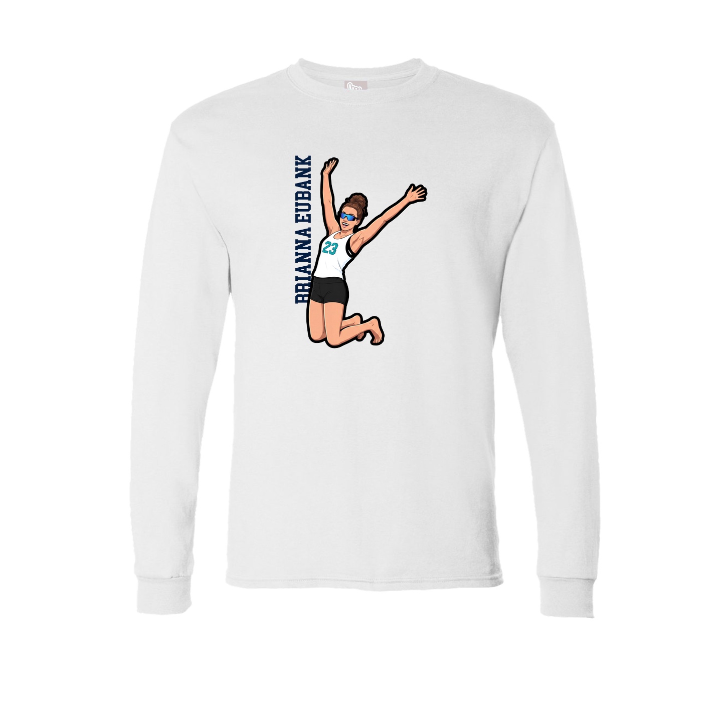 Long Sleeve Tee — Name Vertical in White