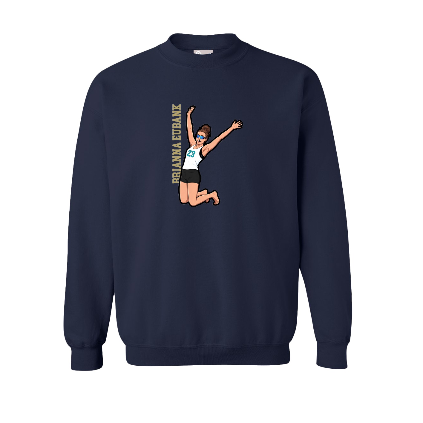 Fleece Crew — Name Vertical in Navy