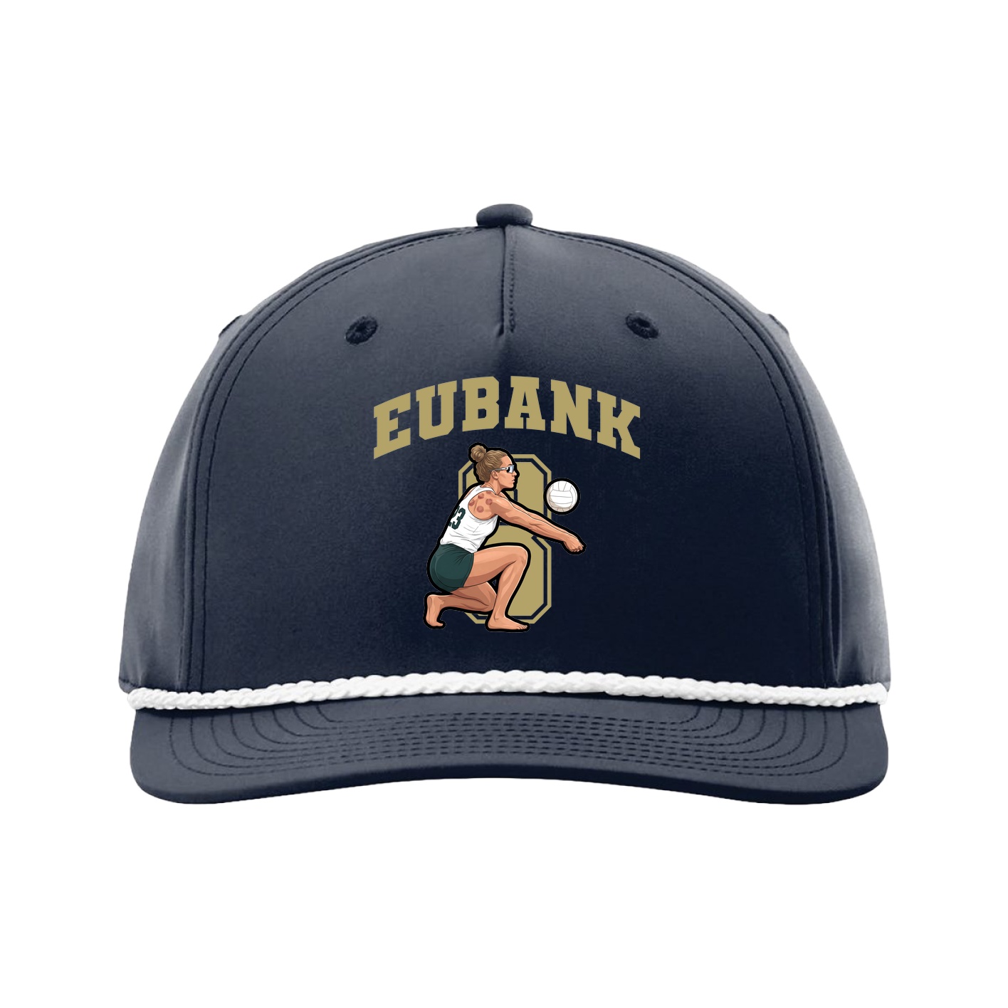 Five-Panel Classic Rope Cap — Number in Navy
