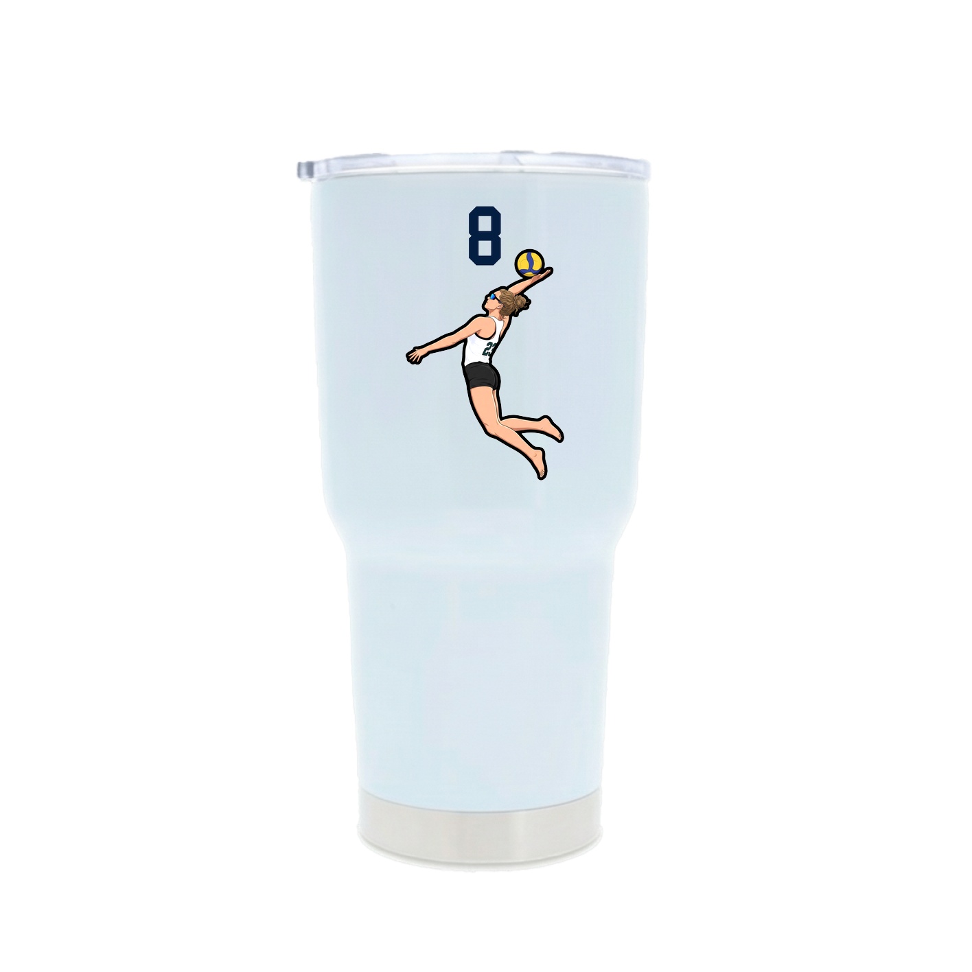 30oz Stainless Steel Tumbler — Number Top in White