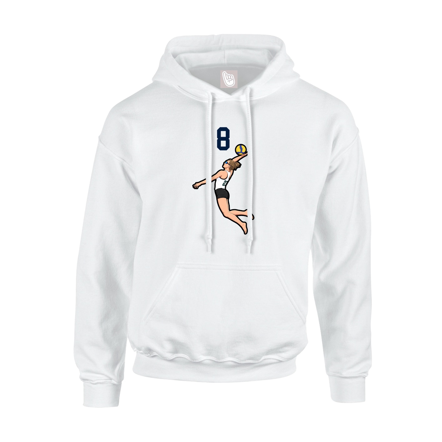 Youth Hoodie — Number Top in White