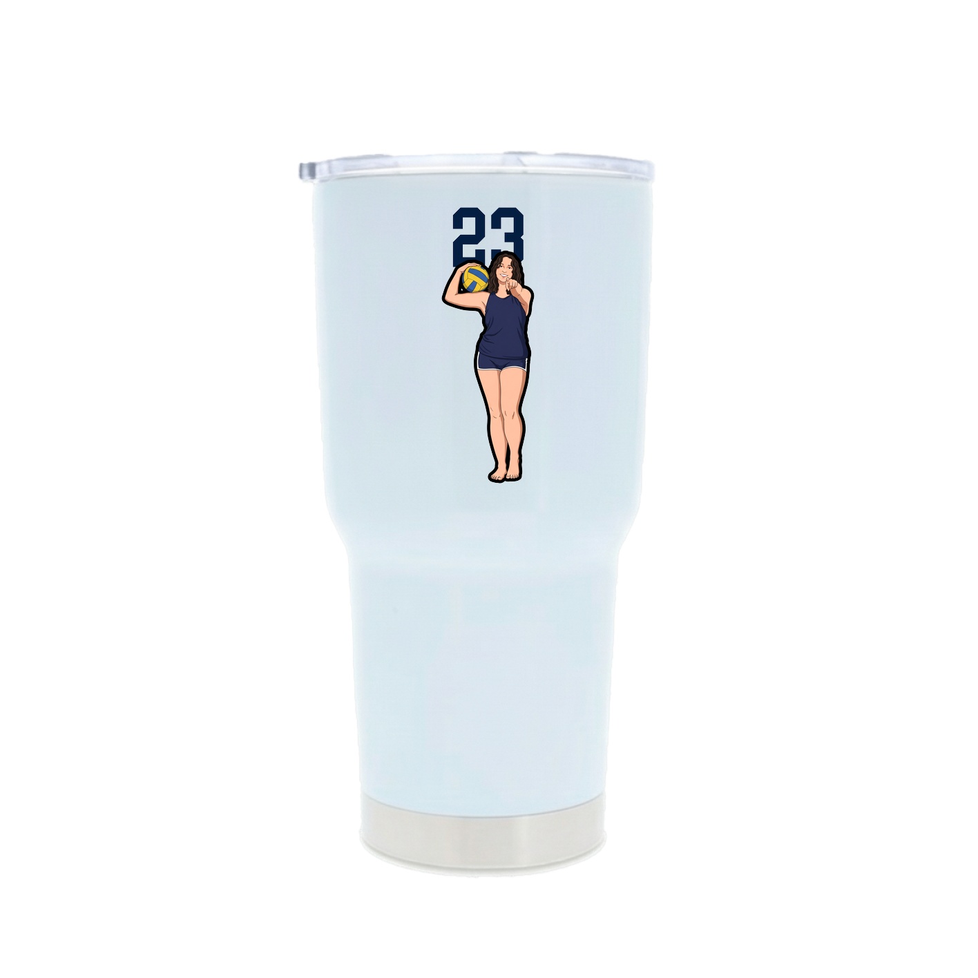 30oz Stainless Steel Tumbler — Number Top in White