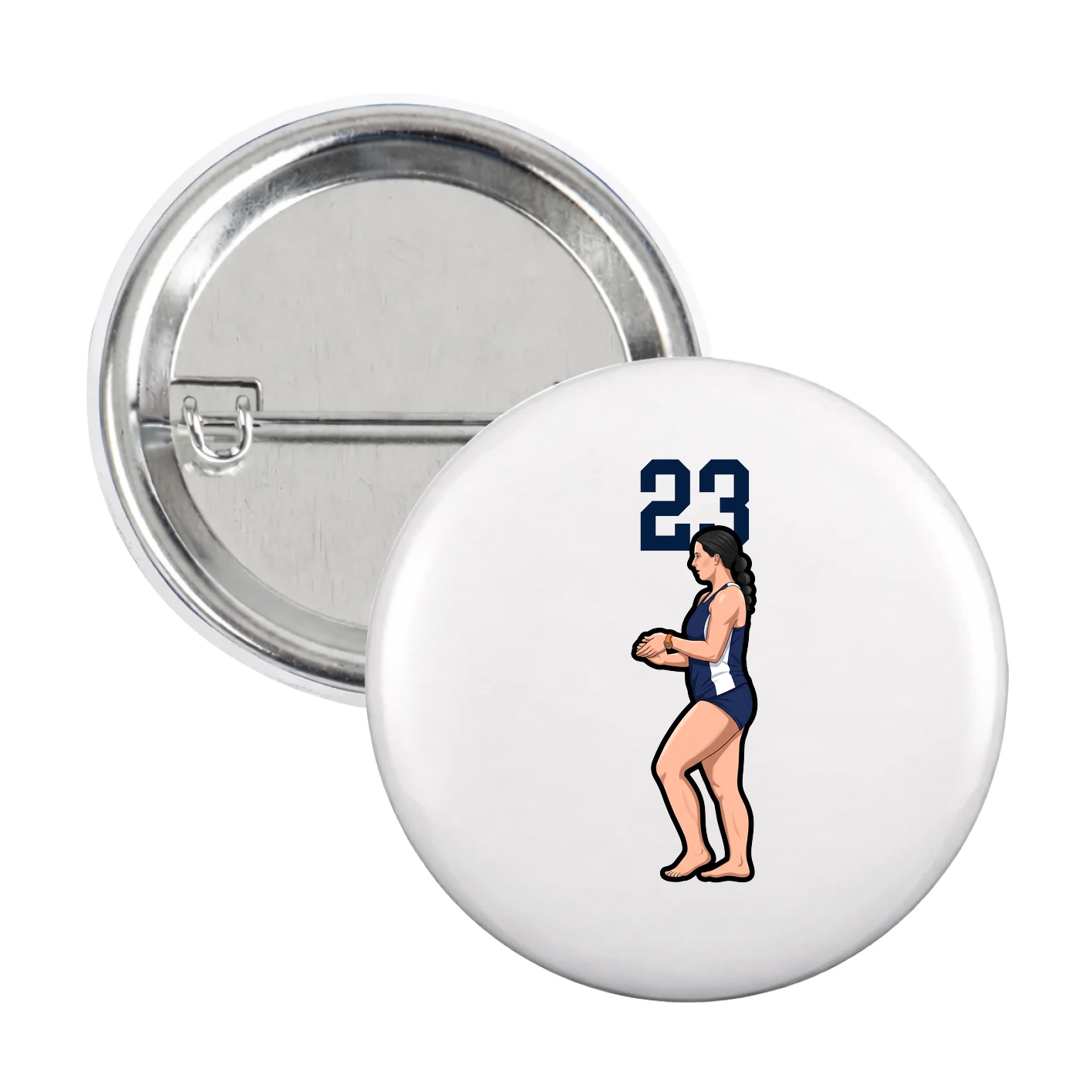 Game Day Button — Number Top in White