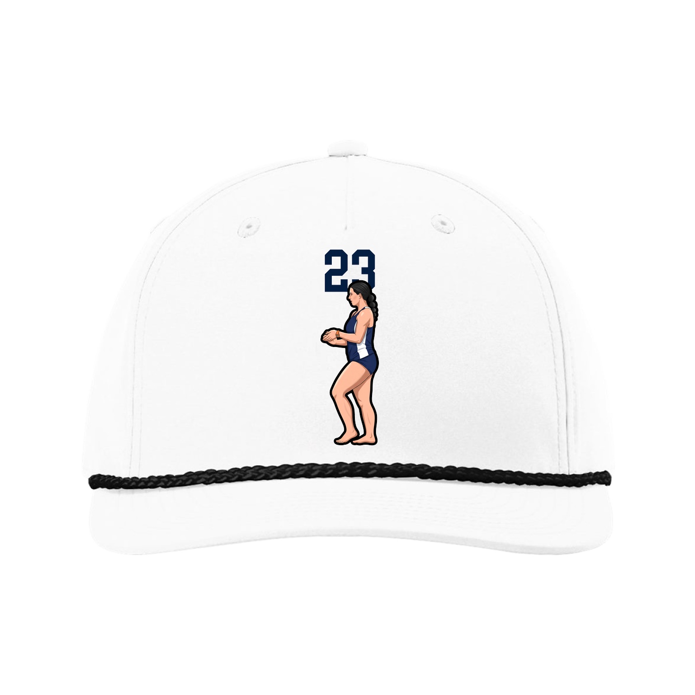 Five-Panel Classic Rope Cap — Number Top in White