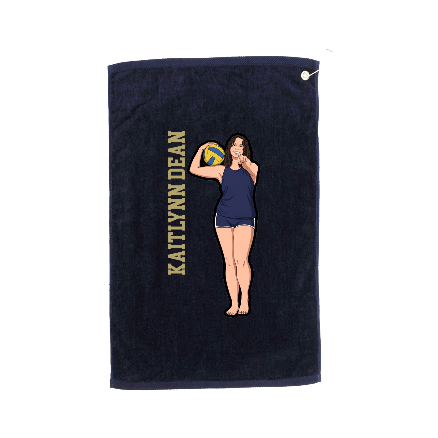 Golf Towel — Name Vertical in Navy