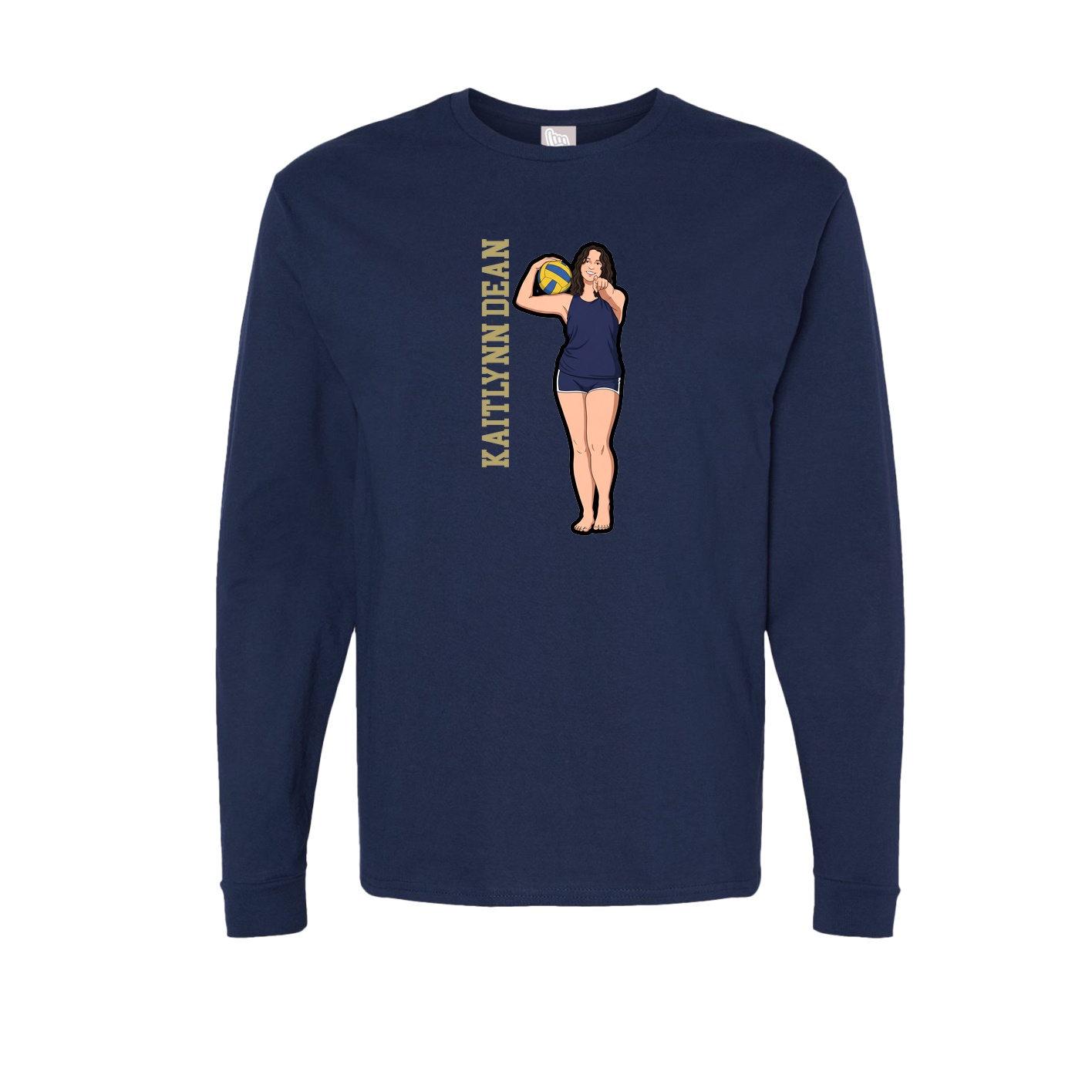 Long Sleeve Tee — Name Vertical in Navy