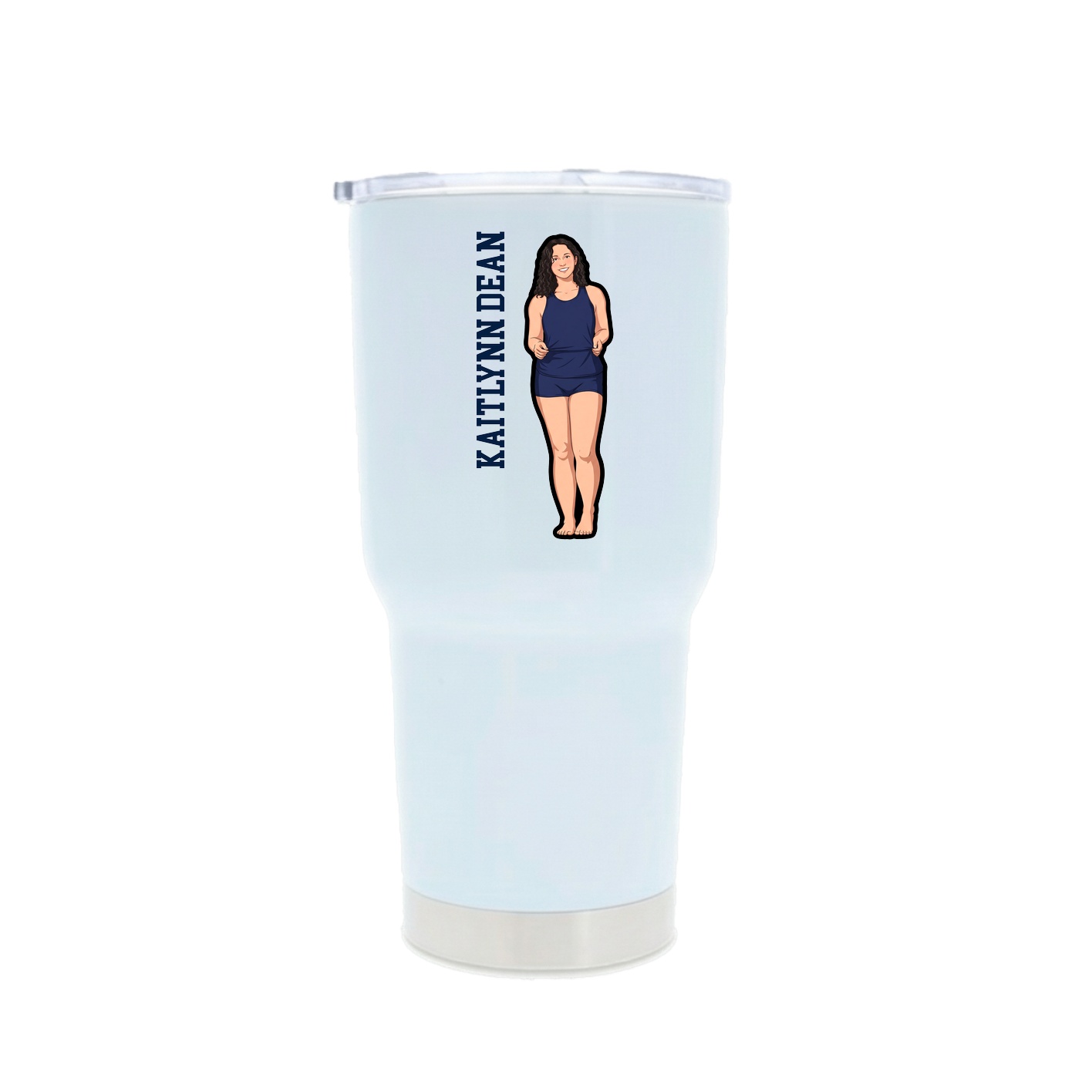 30oz Stainless Steel Tumbler — Name Vertical in White