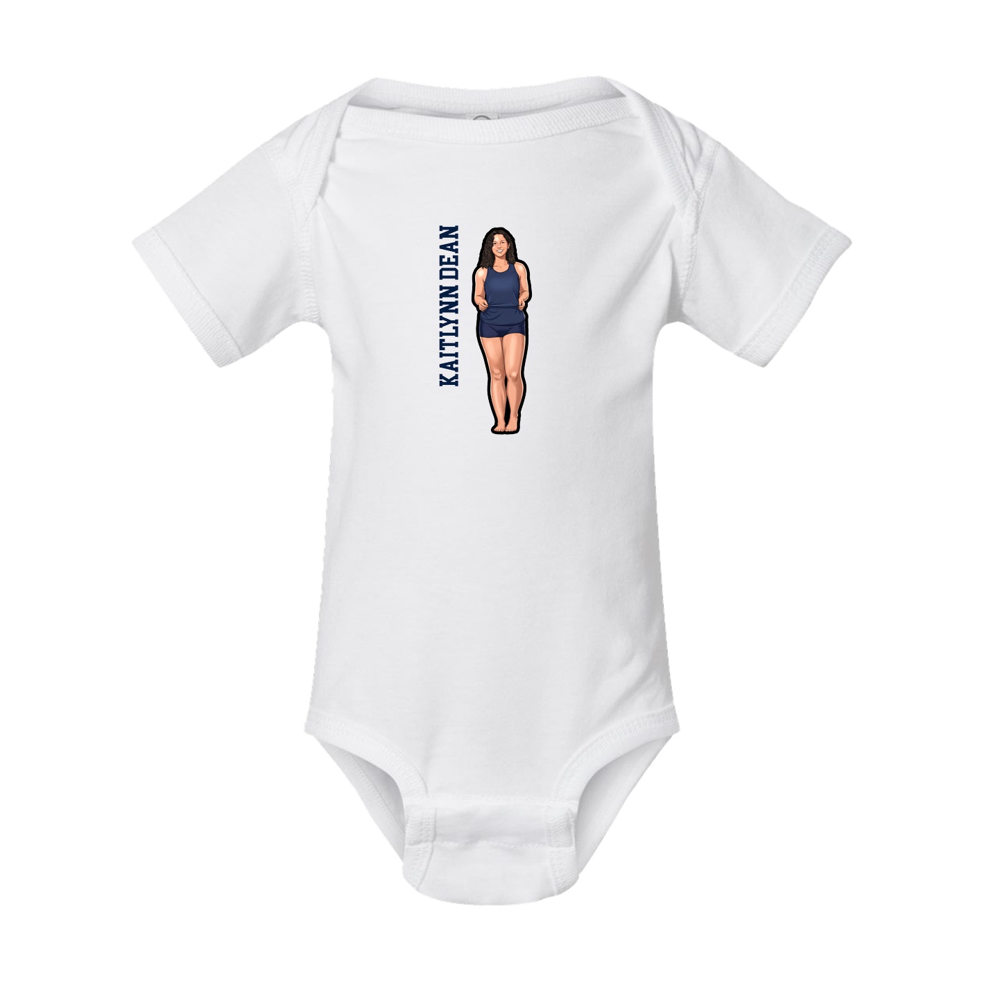 Baby Onesie — Name Vertical in White