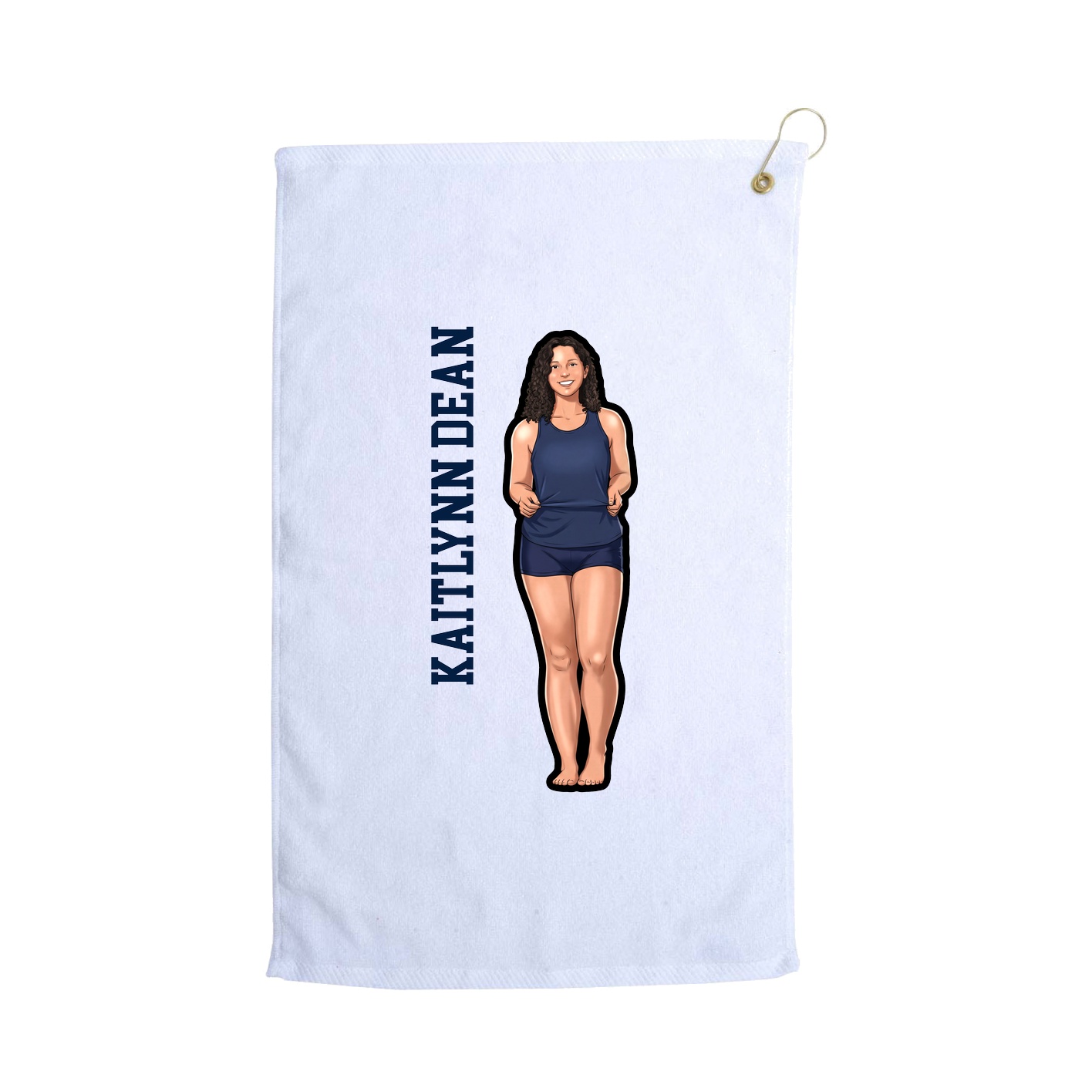 Golf Towel — Name Vertical in White
