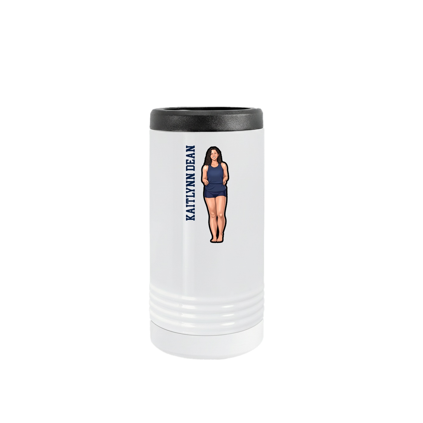 Slim Beverage Holder — Name Vertical in White