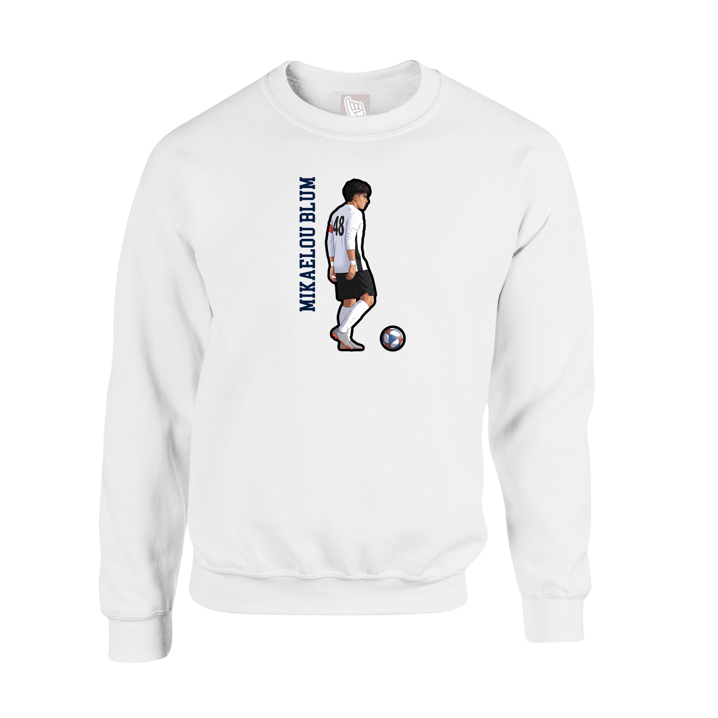 Fleece Crew — Name Vertical in White